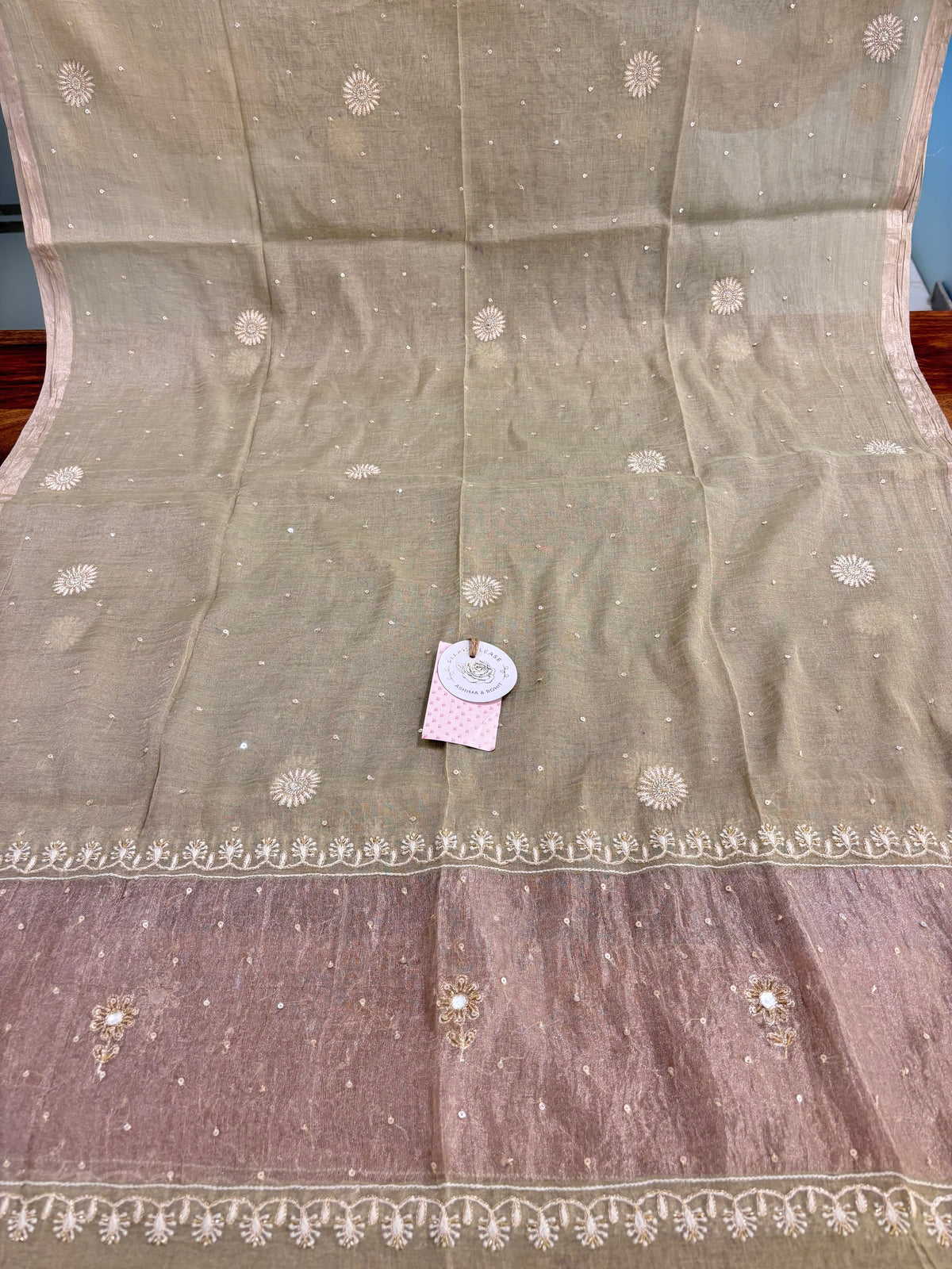 Pistachio Green Pure & Premium Tissue Jaal Chikankari Anarkali & Dupatta