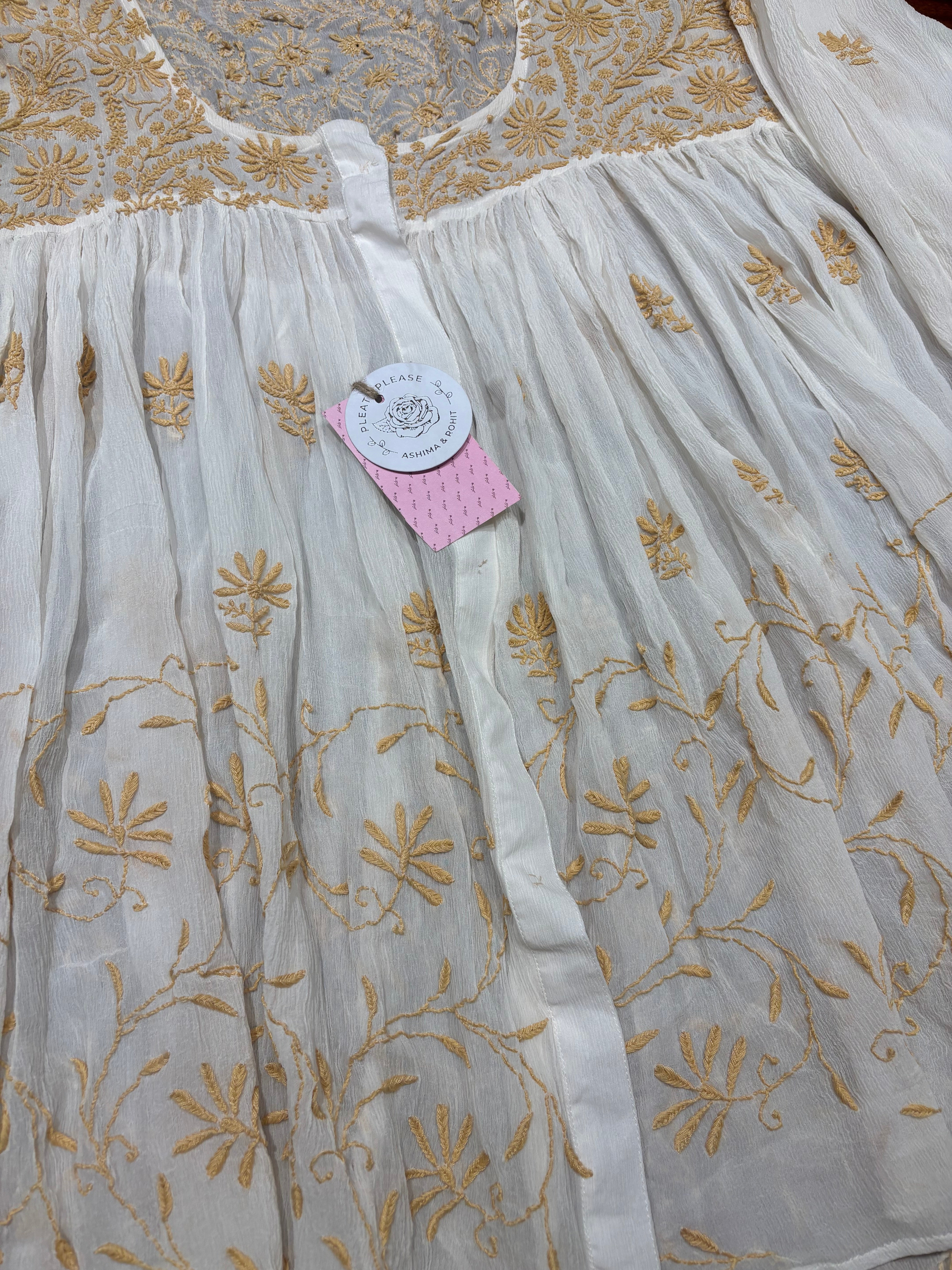 Dyeable Pure and Premium Chiffon Chikankari Top