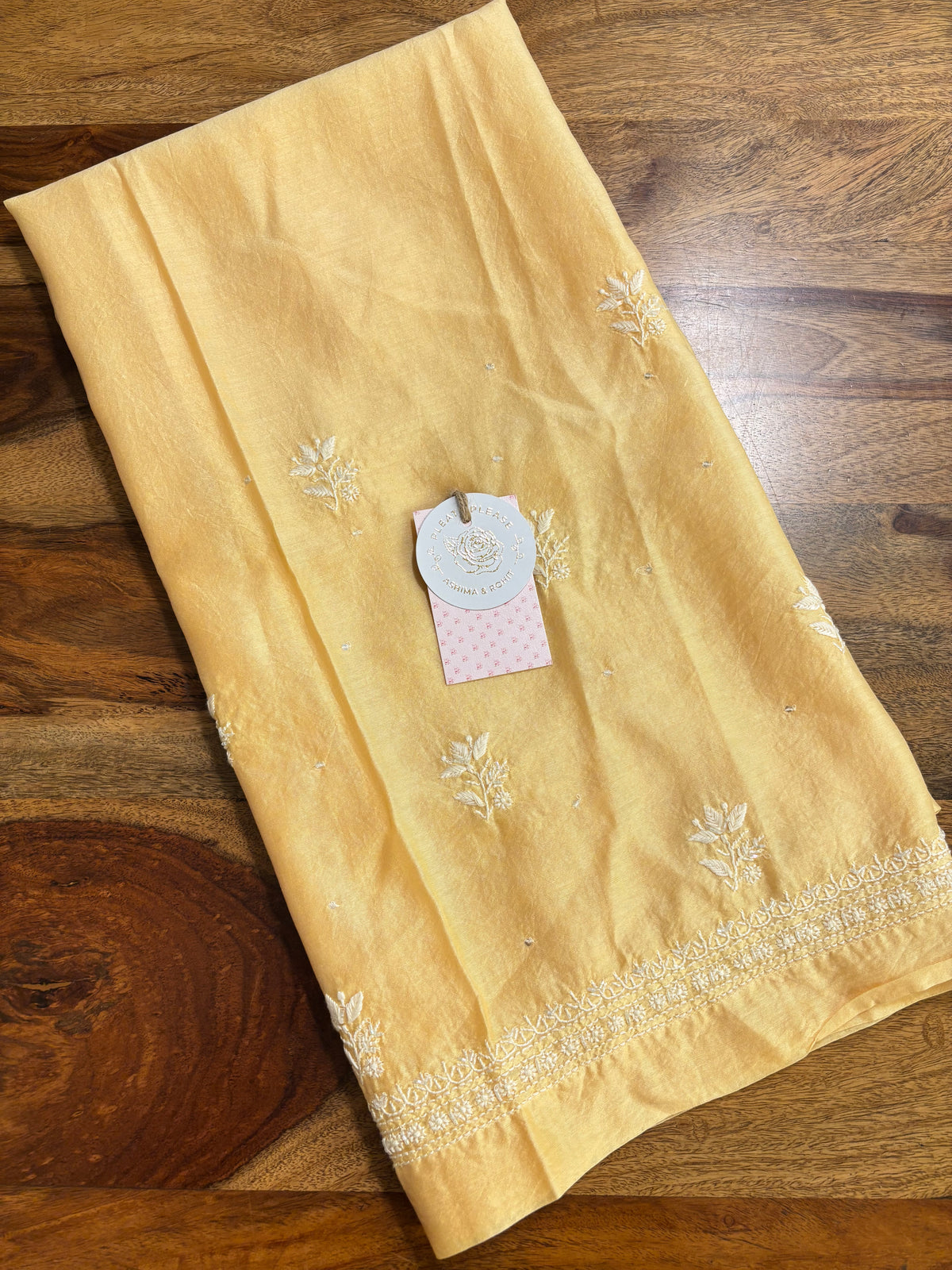 Yellow Chanderi Chikankari Co-Ord Set