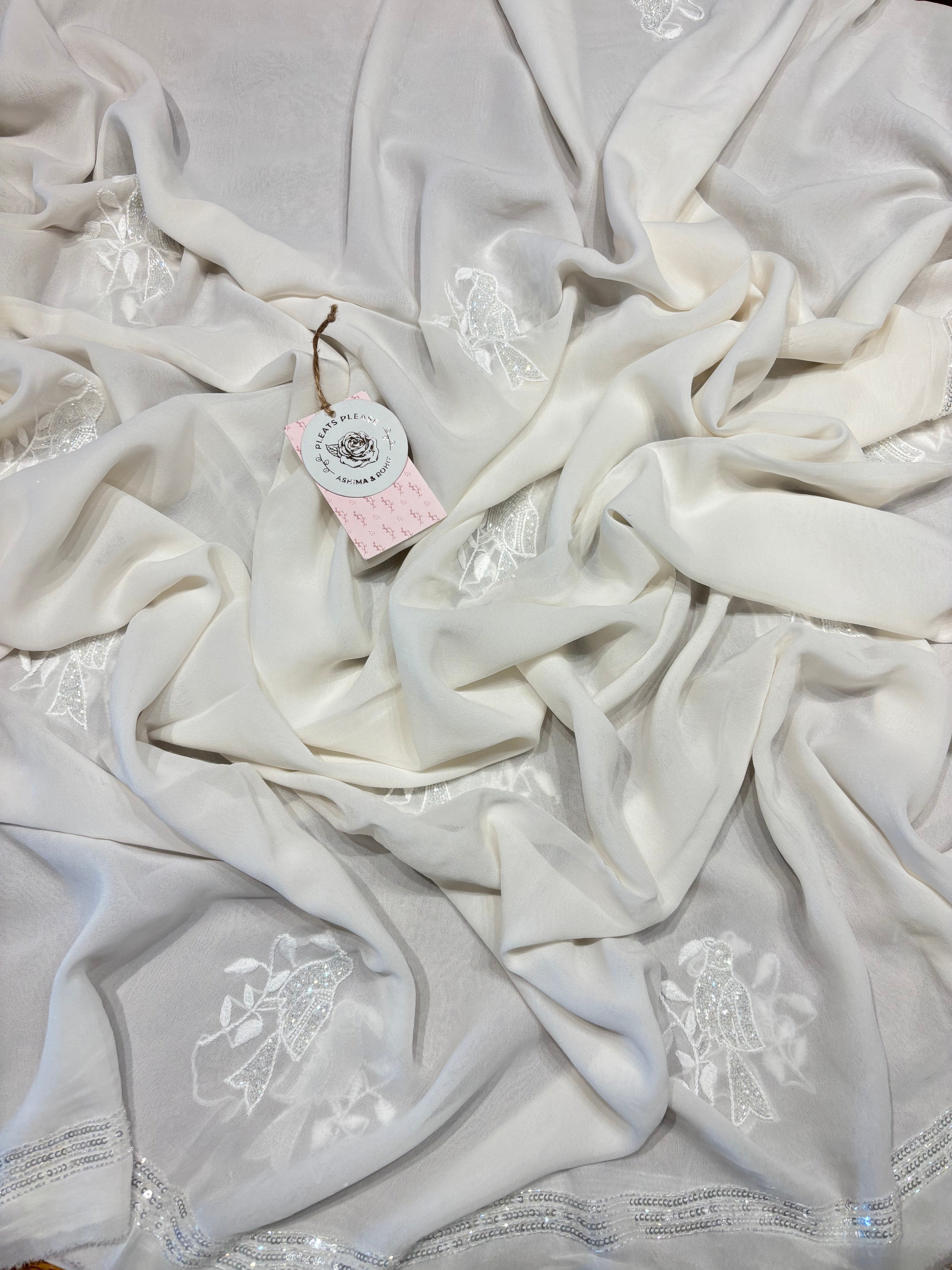 Dyeable Pure and Premium Georgette Chikankari Kurta and Dupatta Fabric