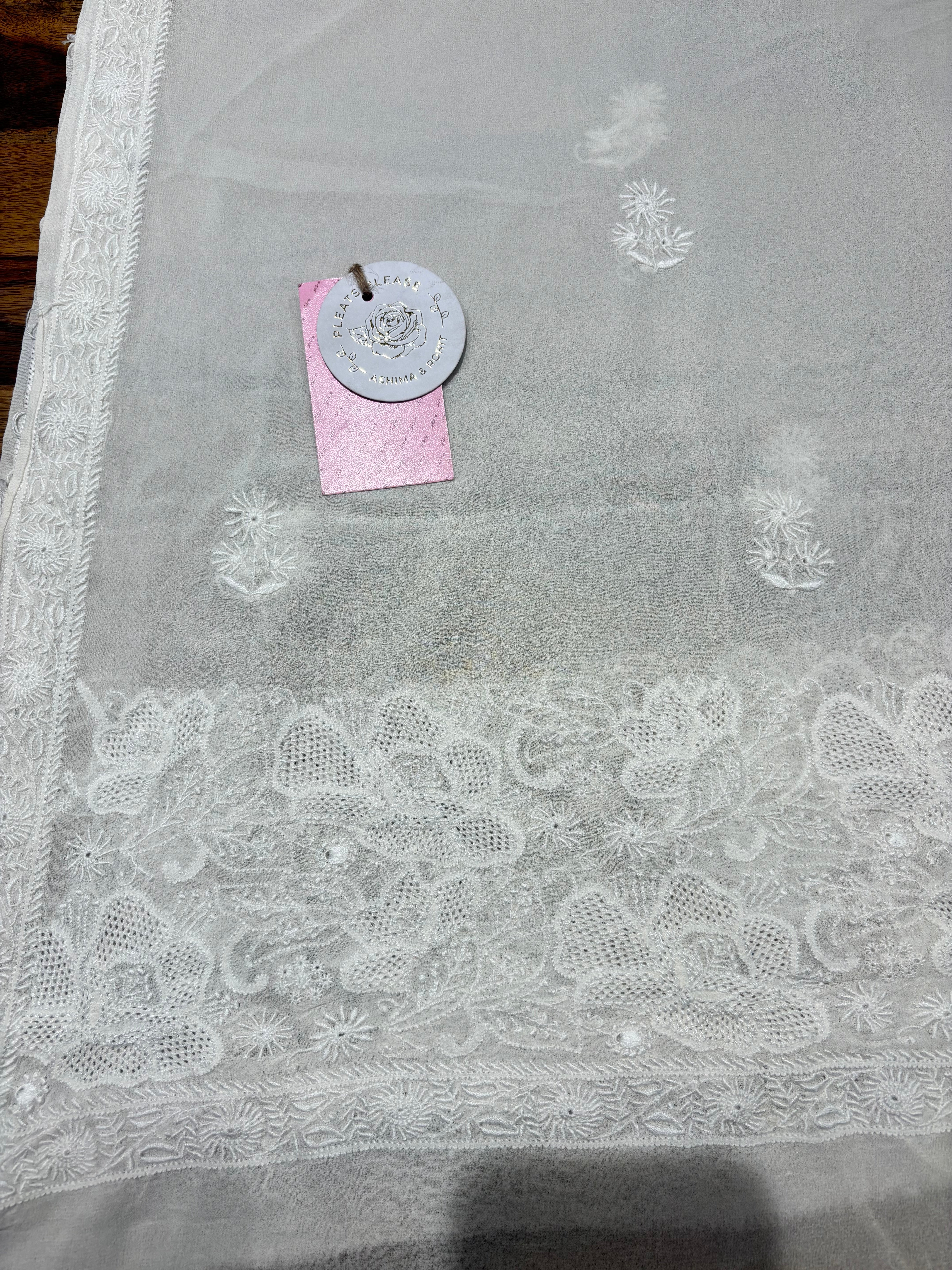 Dyeable Pure & Premium Georgette Chikankari Kurta & Dupatta Fabric