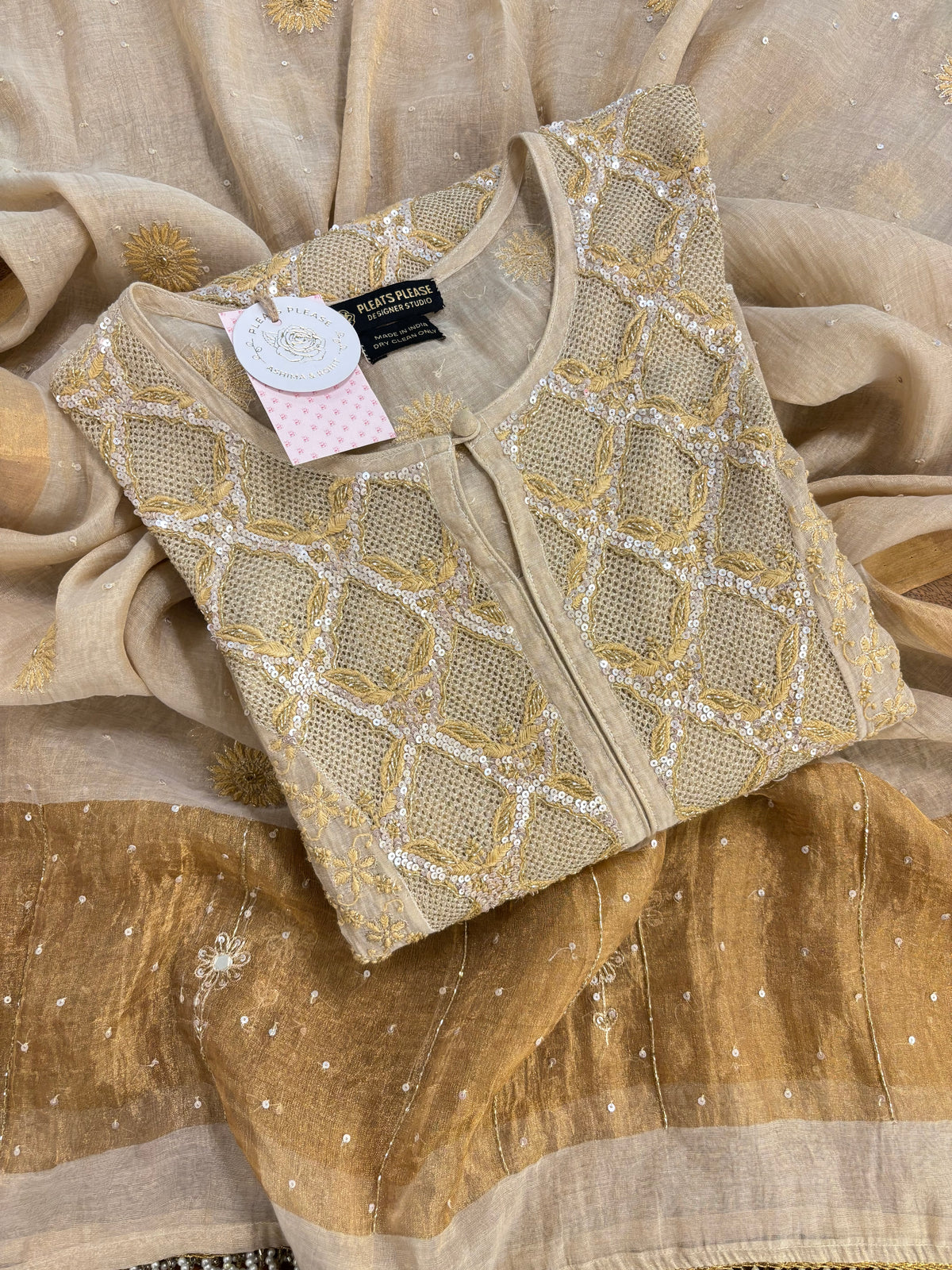 Dyeable Pure & Premium Tissue Chikankari Jaal Anarkali & Dupatta