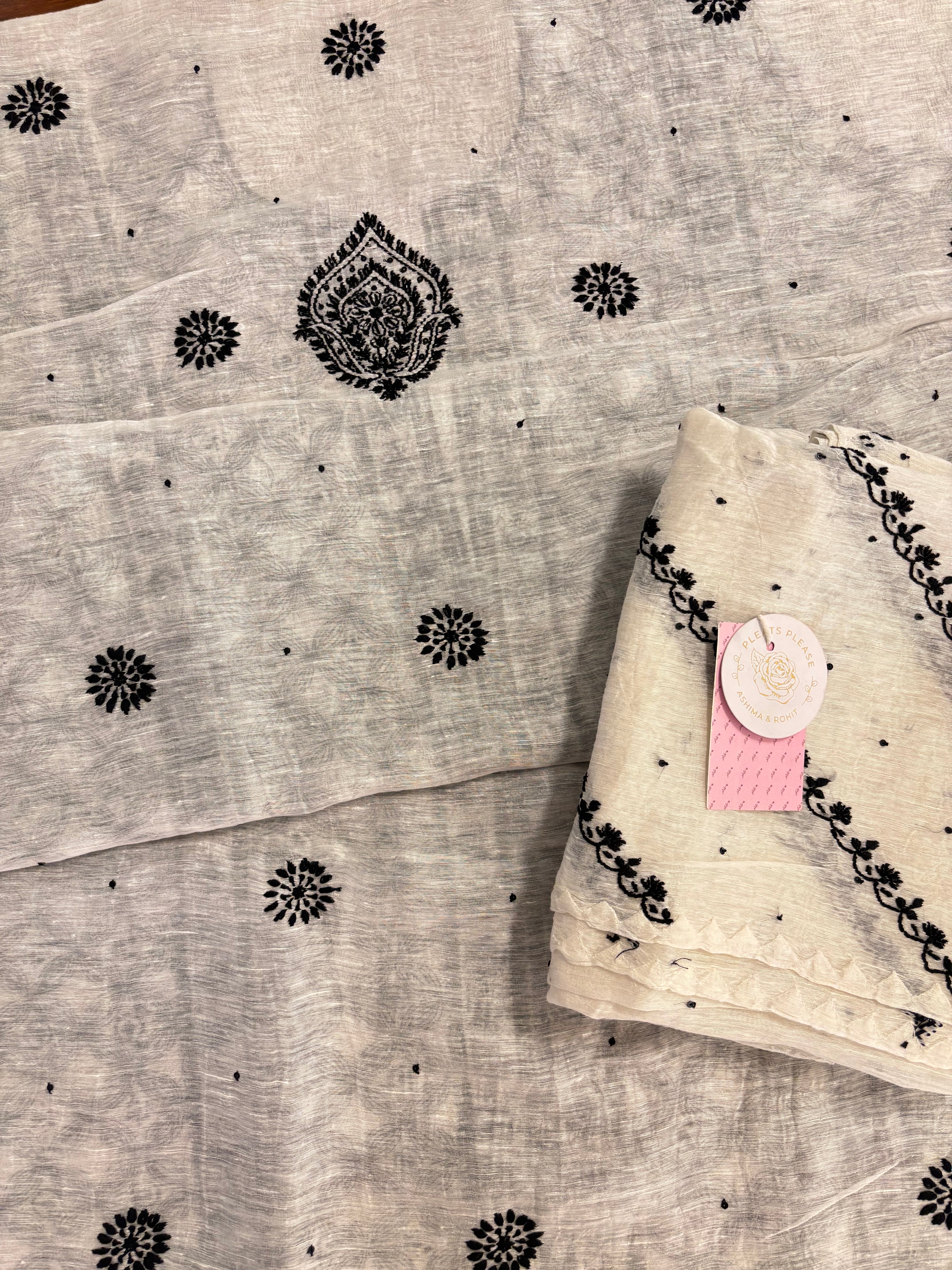 Dyeable Linen Silk Chikankari Kurta & Dupatta