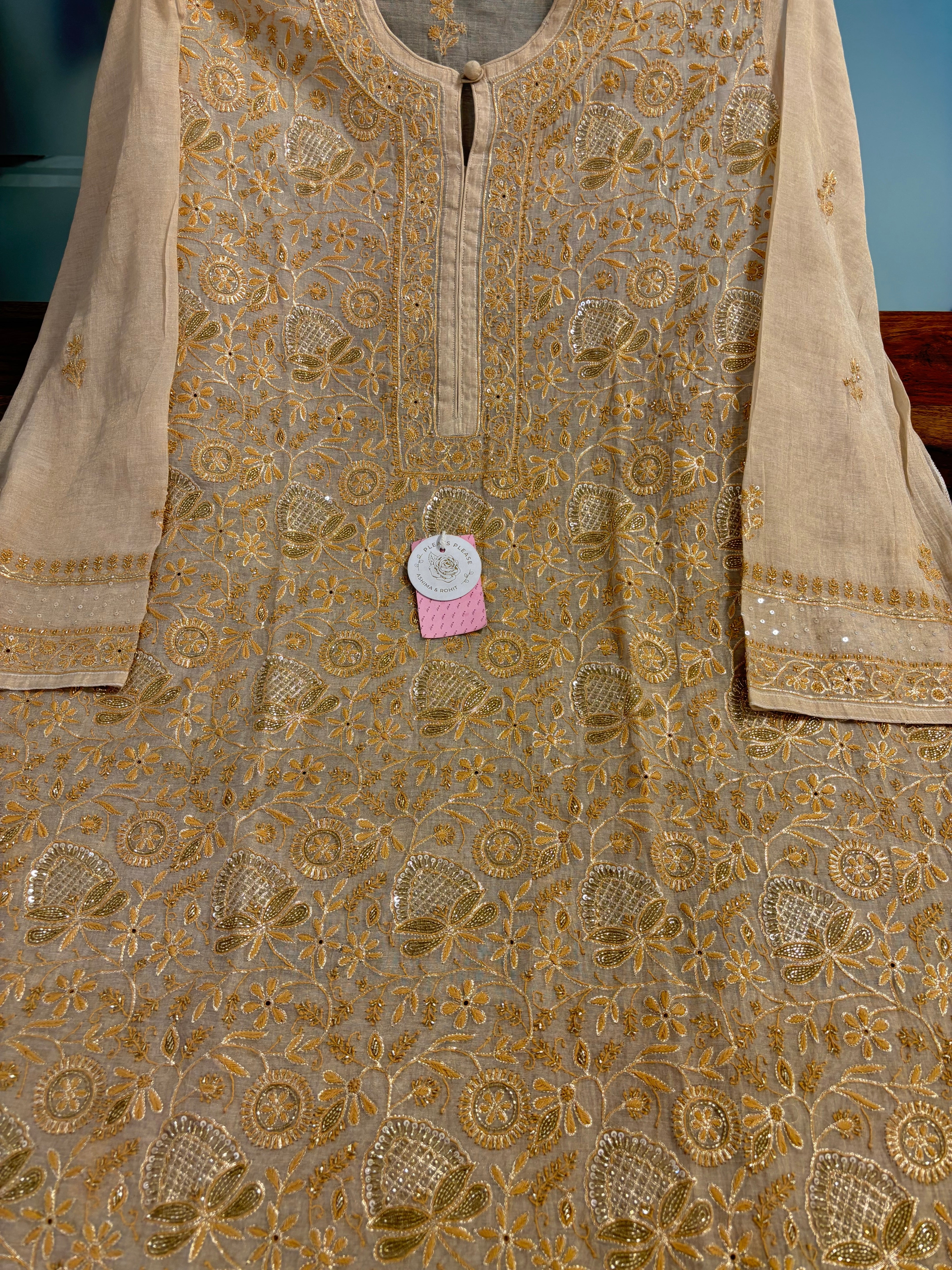 Dyeable Pure Tissue Chikankari Kurta & Dupatta