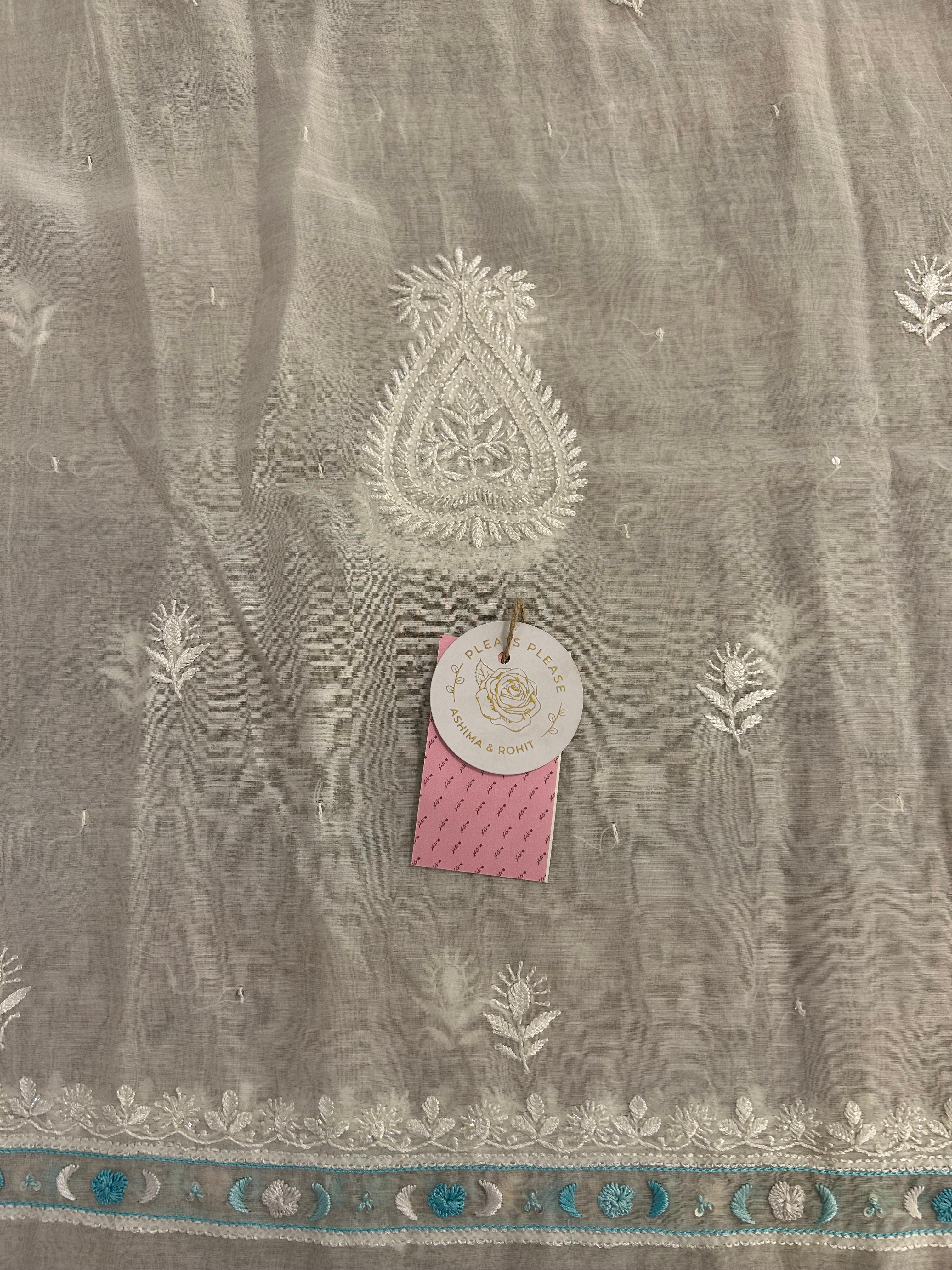 Dyeable Chanderi Parsi Gara Chikankari Kurta & Dupatta