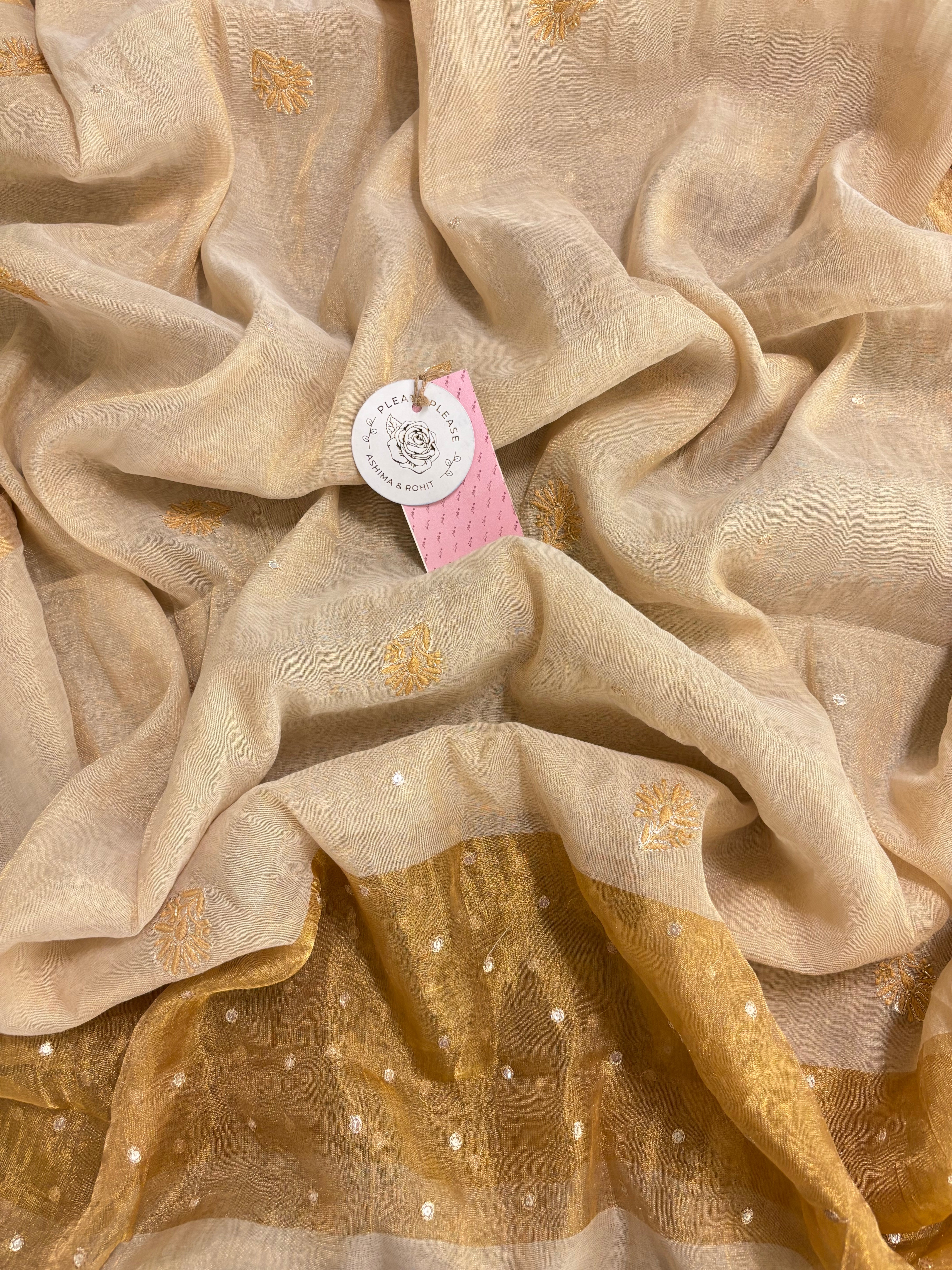 Dyeable Pure & Premium Tissue Chikankari Kurta & Dupatta