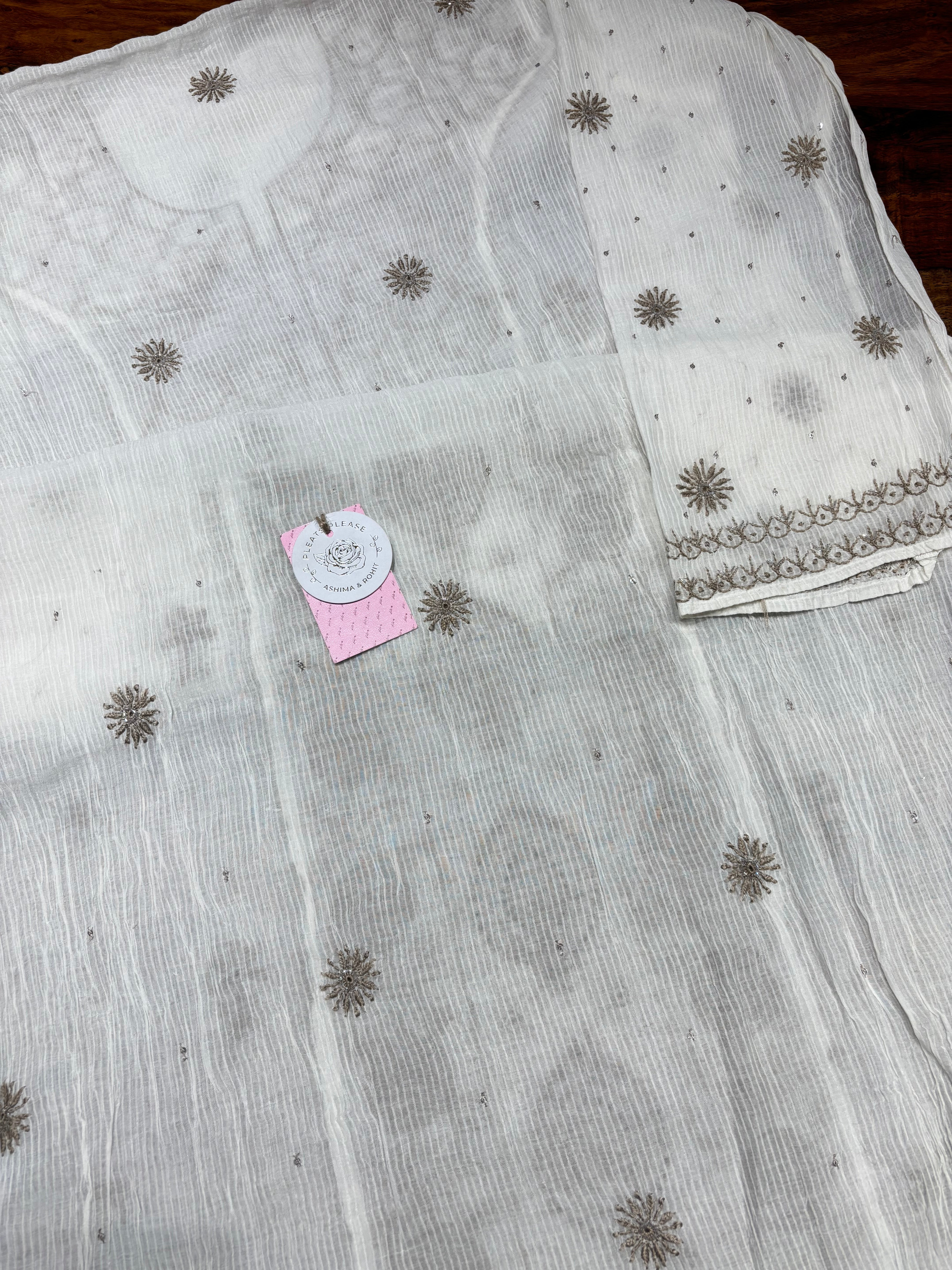 Dyeable Chanderi Maheshwari Chikankari Kurta & Dupatta Set