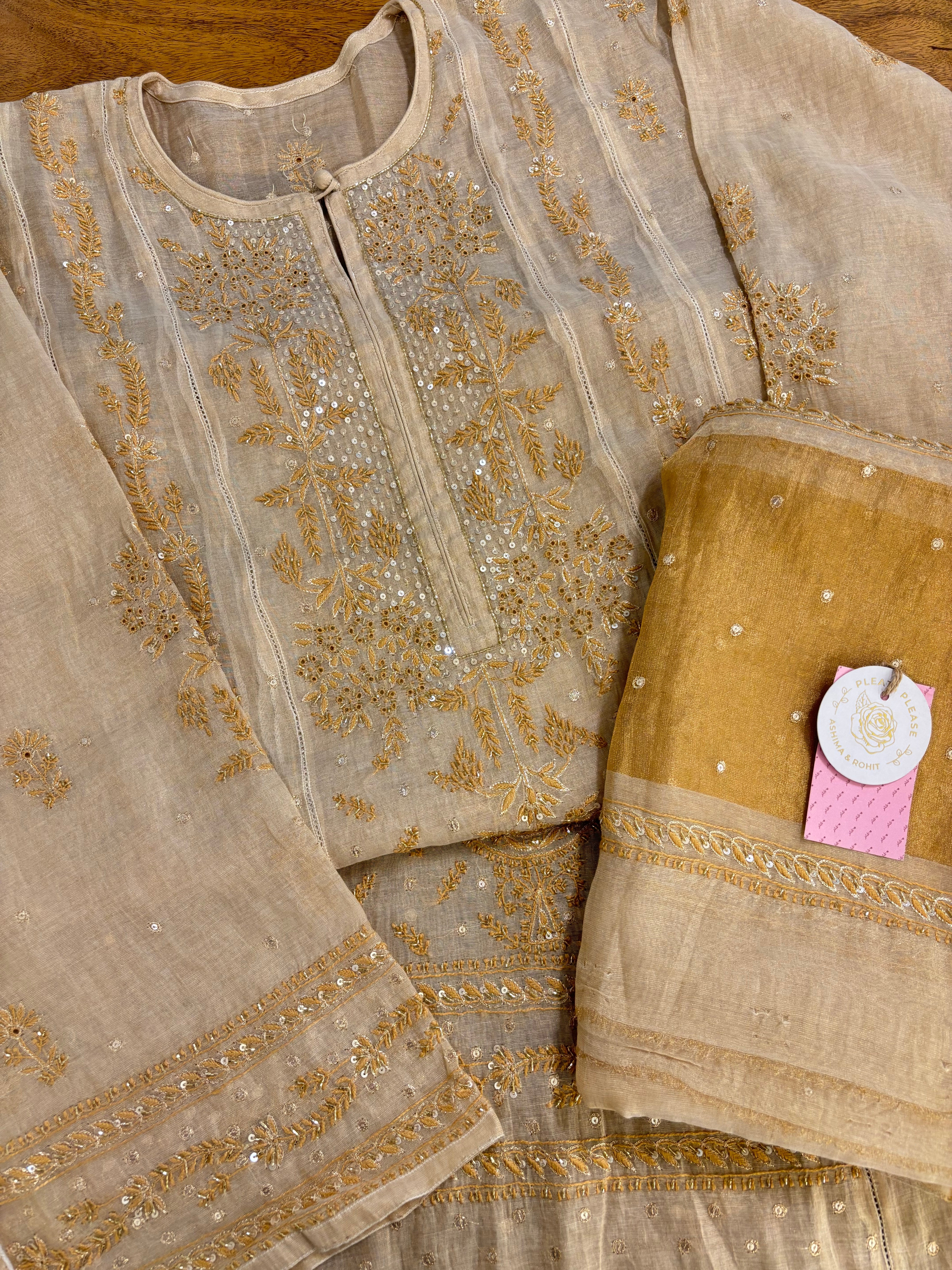 Dyeable Pure & Premium Tissue Chikankari Kurta & Dupatta