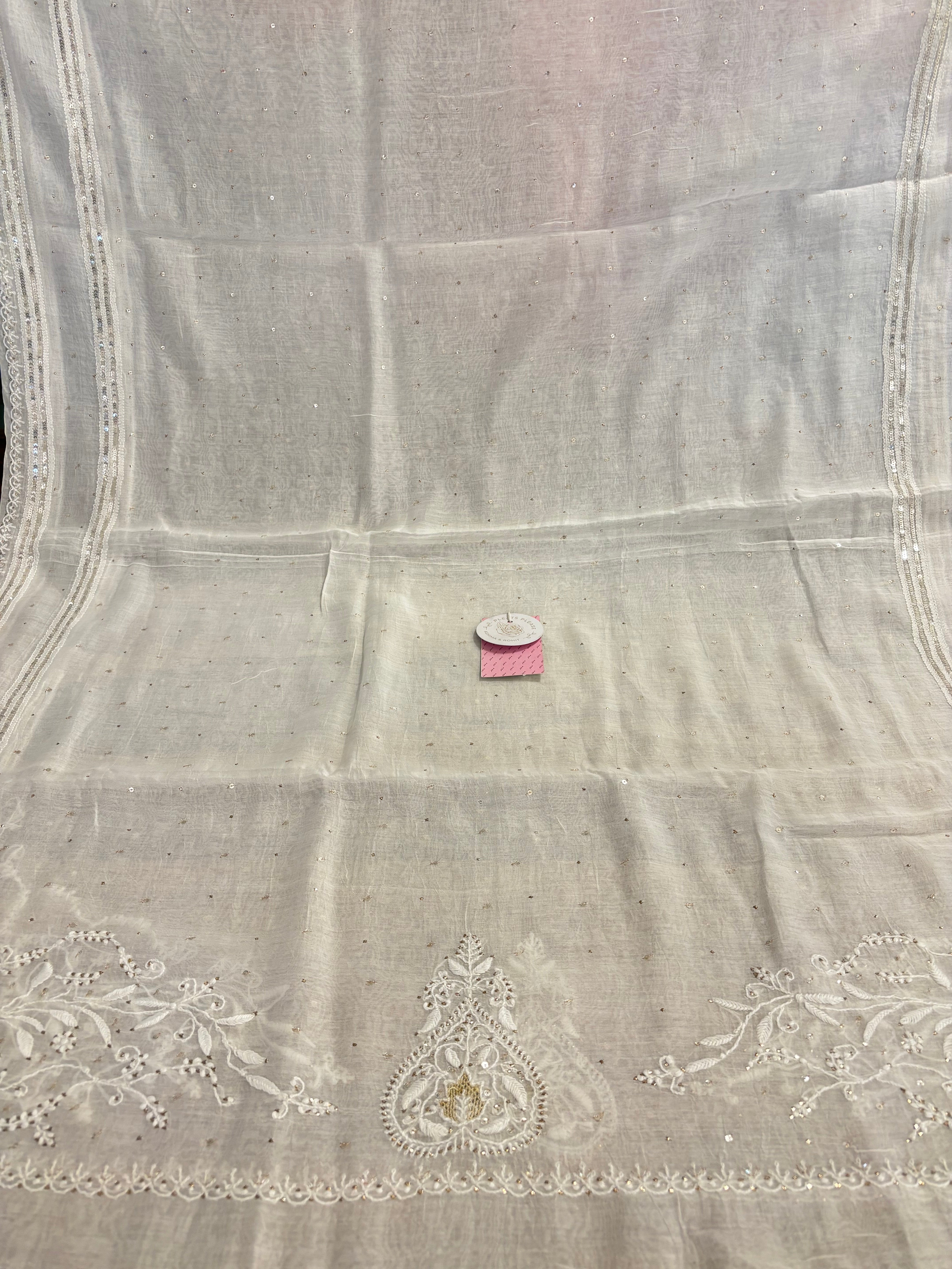 Dyeable Chanderi Chikankari Mukaish Kurta & Dupatta
