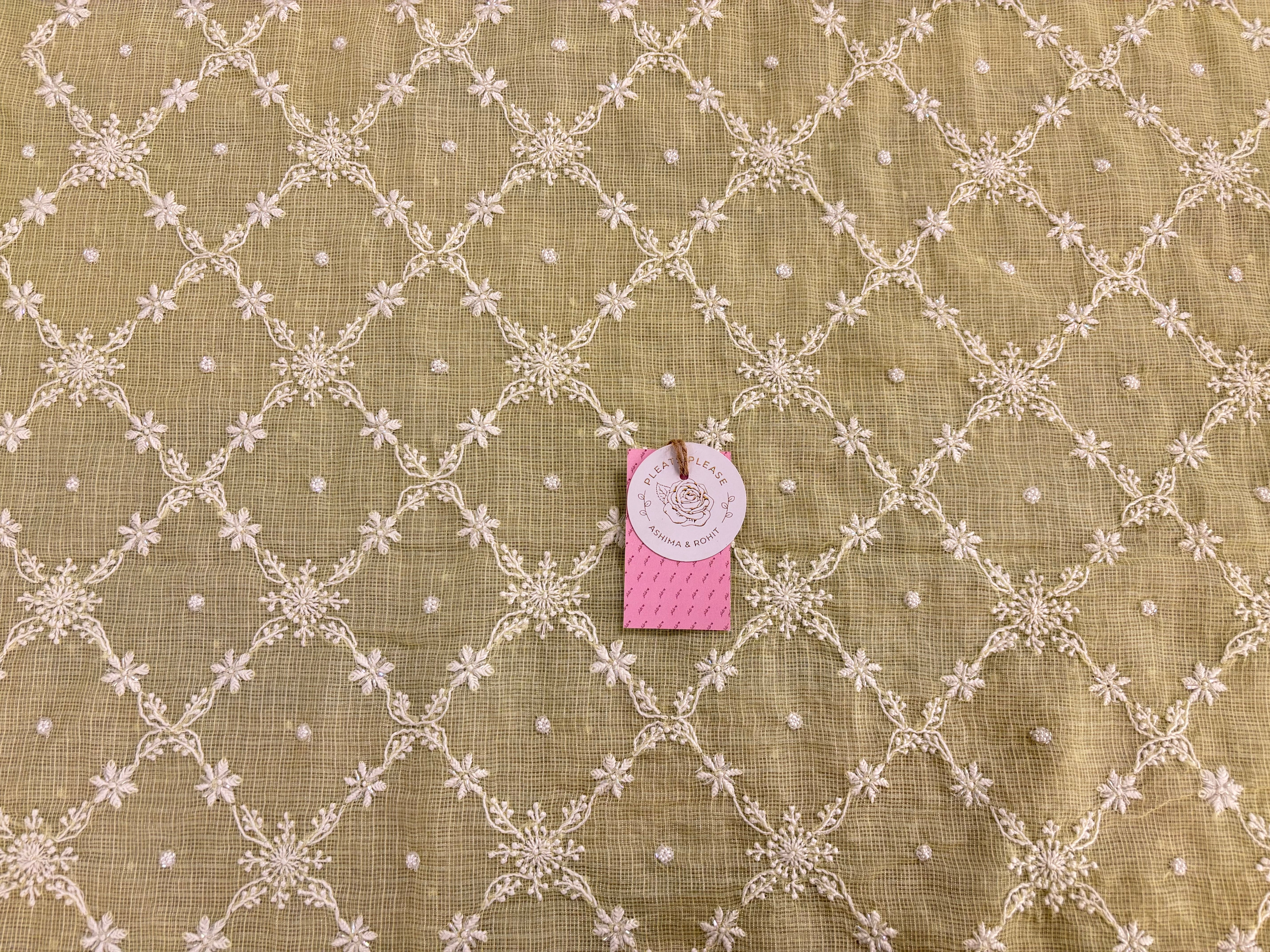 Pistachio Green Kota Doria Chikankari Kurta & Dupatta