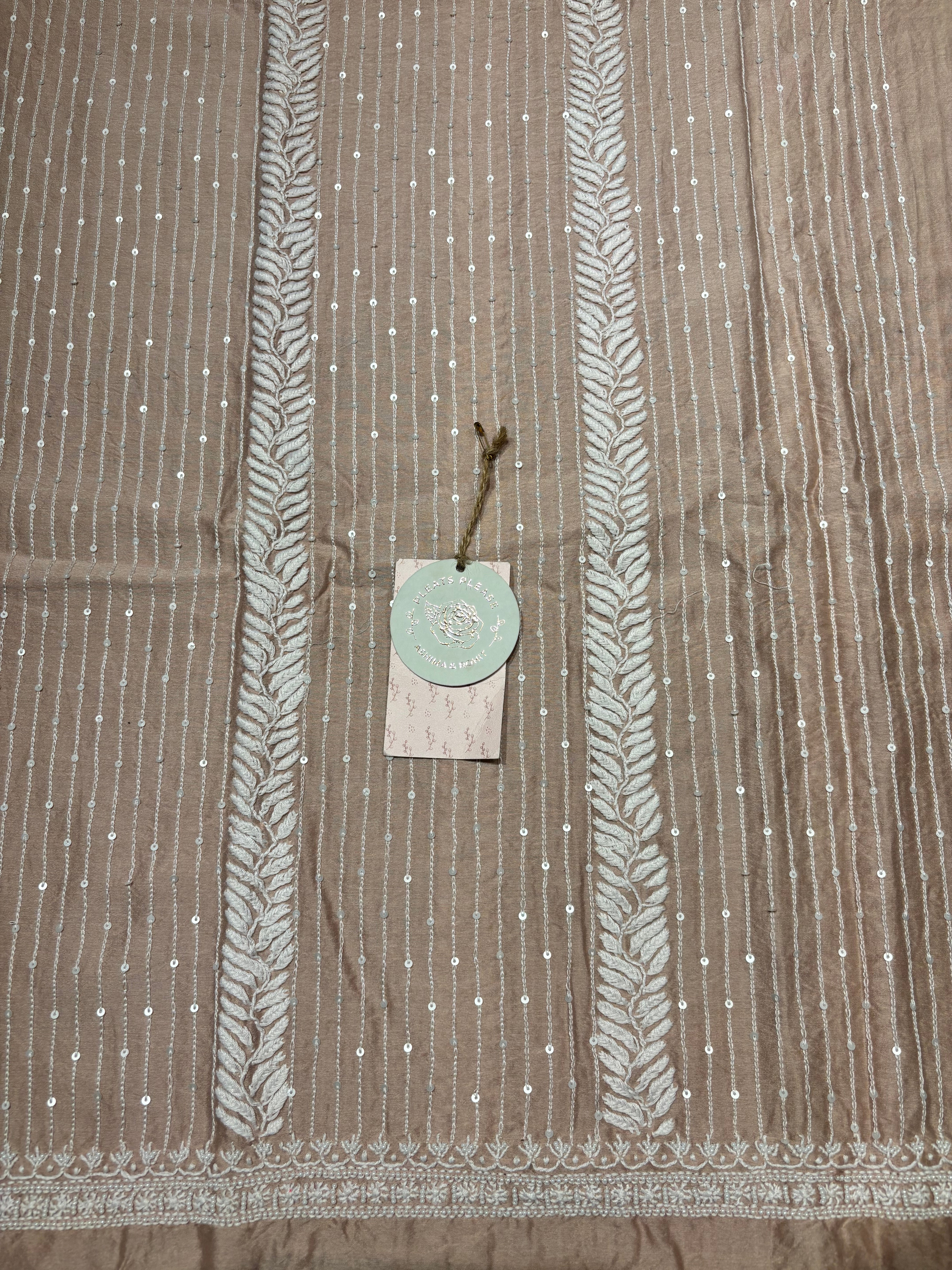 Rose Gold Chanderi Silk Chikankari Men’s Kurta Fabric
