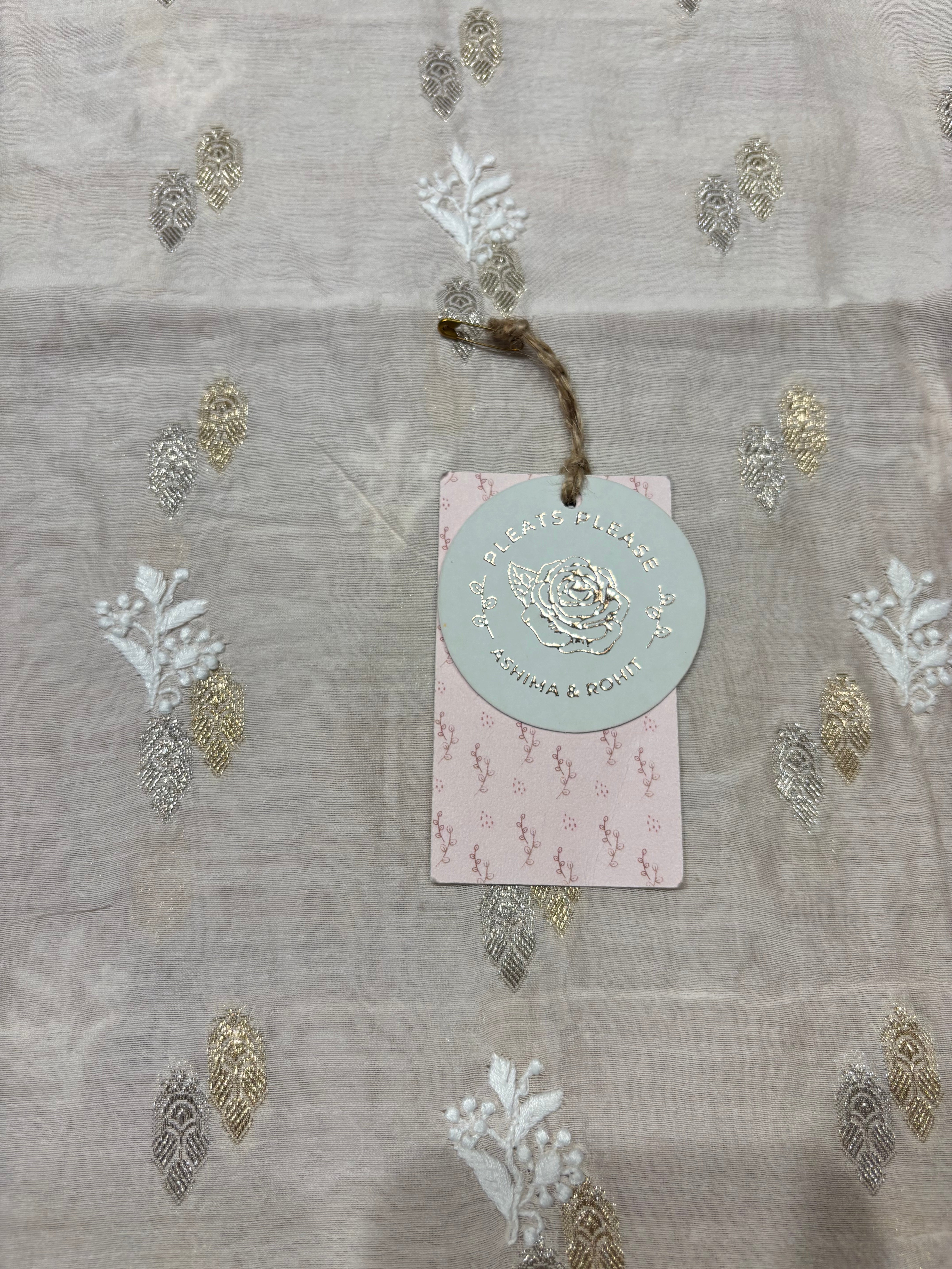 Nude Pink Chanderi Silk Chikankari Men’s Kurta Fabric