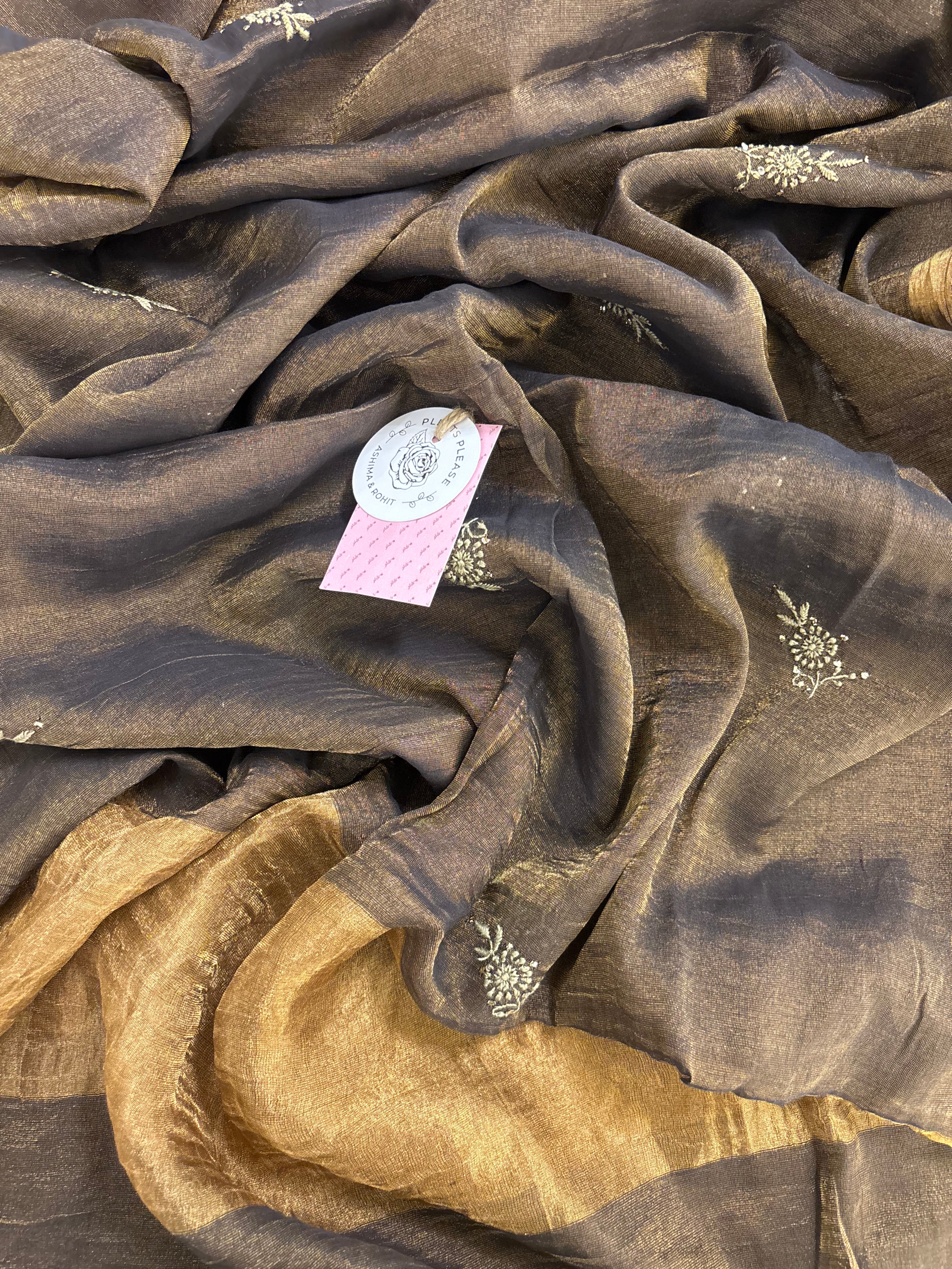 Black Tissue Chikan Mukaish Kurta & Dupatta