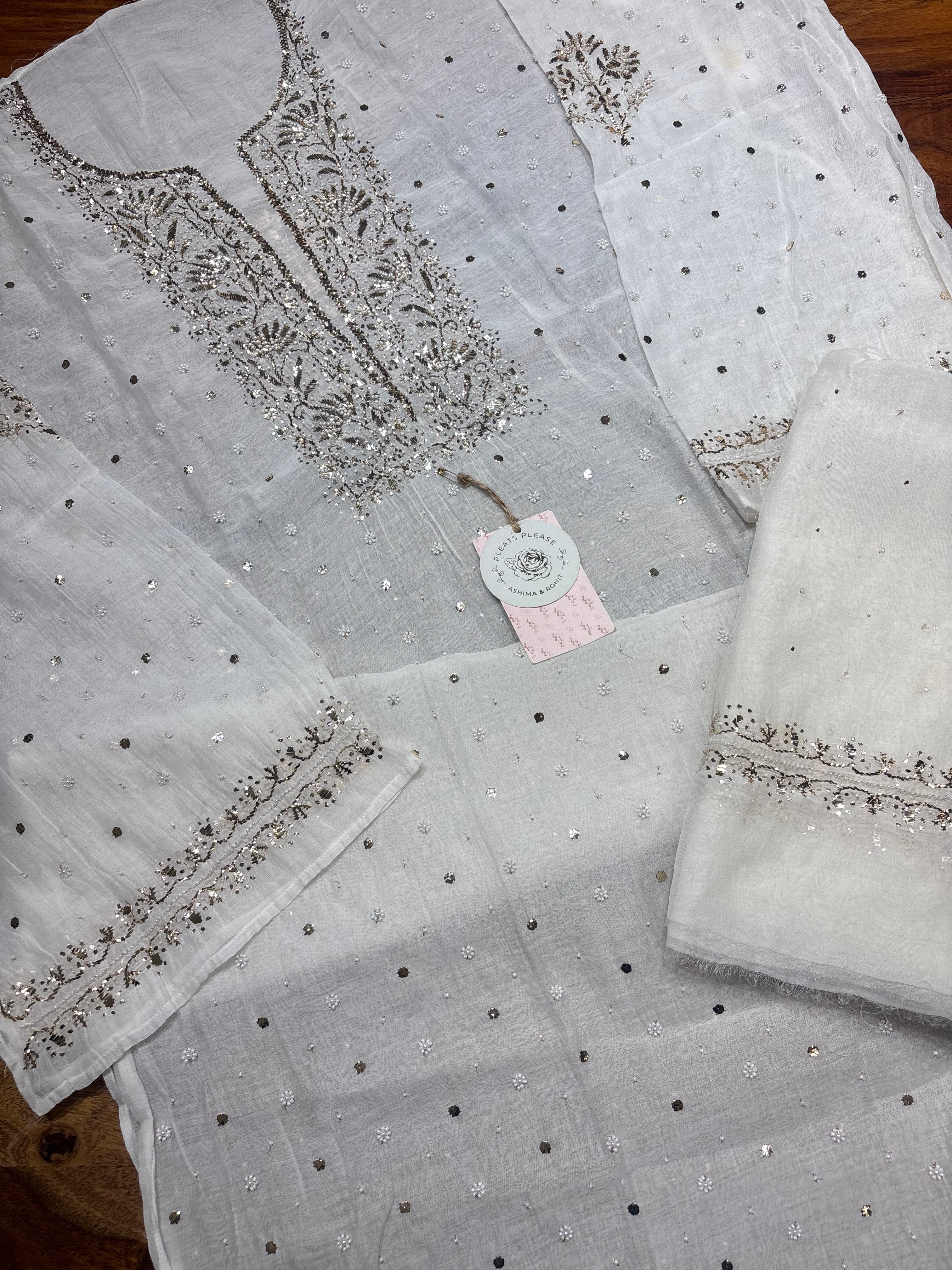 Dyeable Chanderi Mul Mukaish Kurta & Dupatta Set