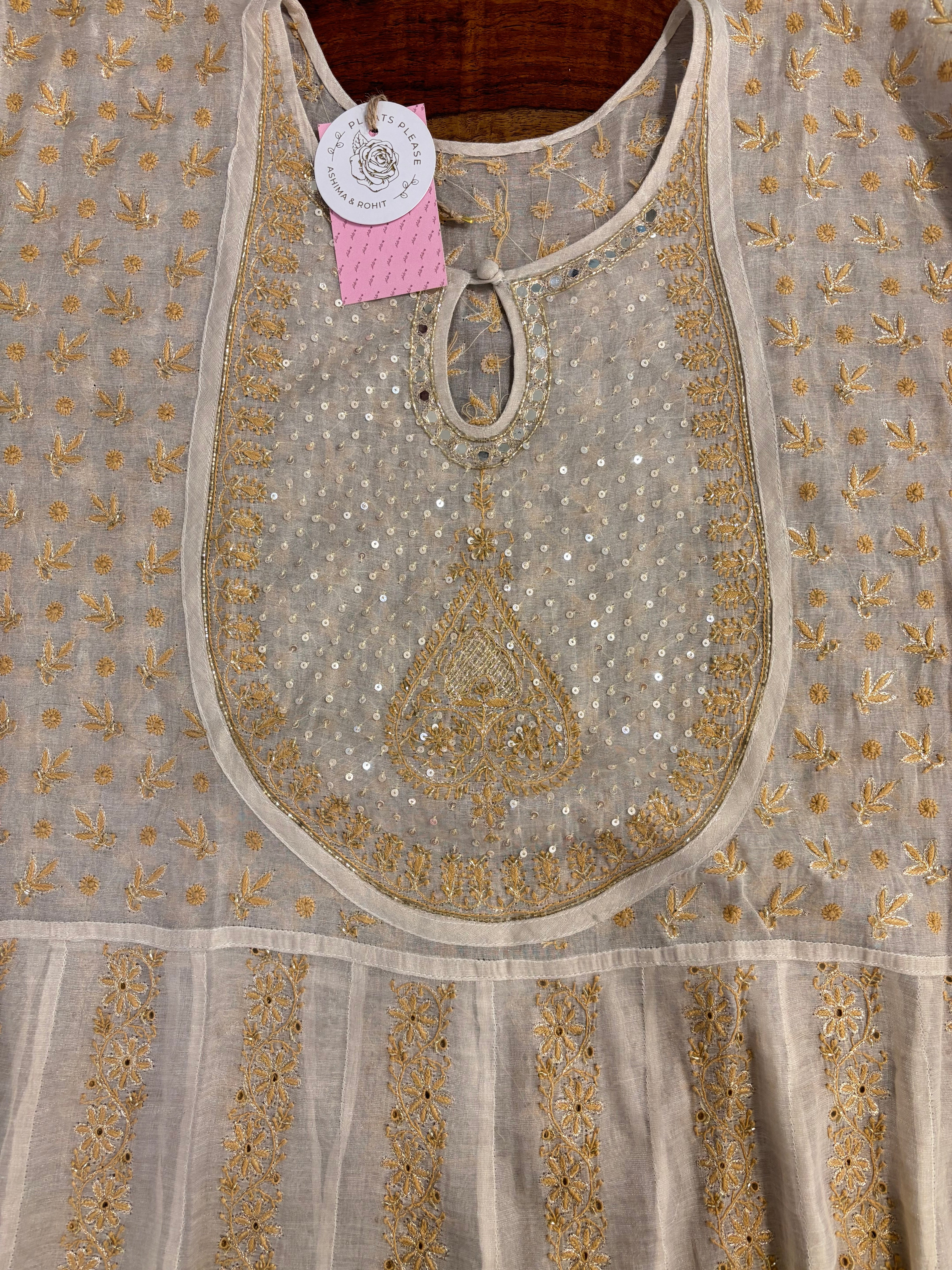 Dyeable Silver Tissue Bajirao Chikankari Anarkali & Dupatta Set