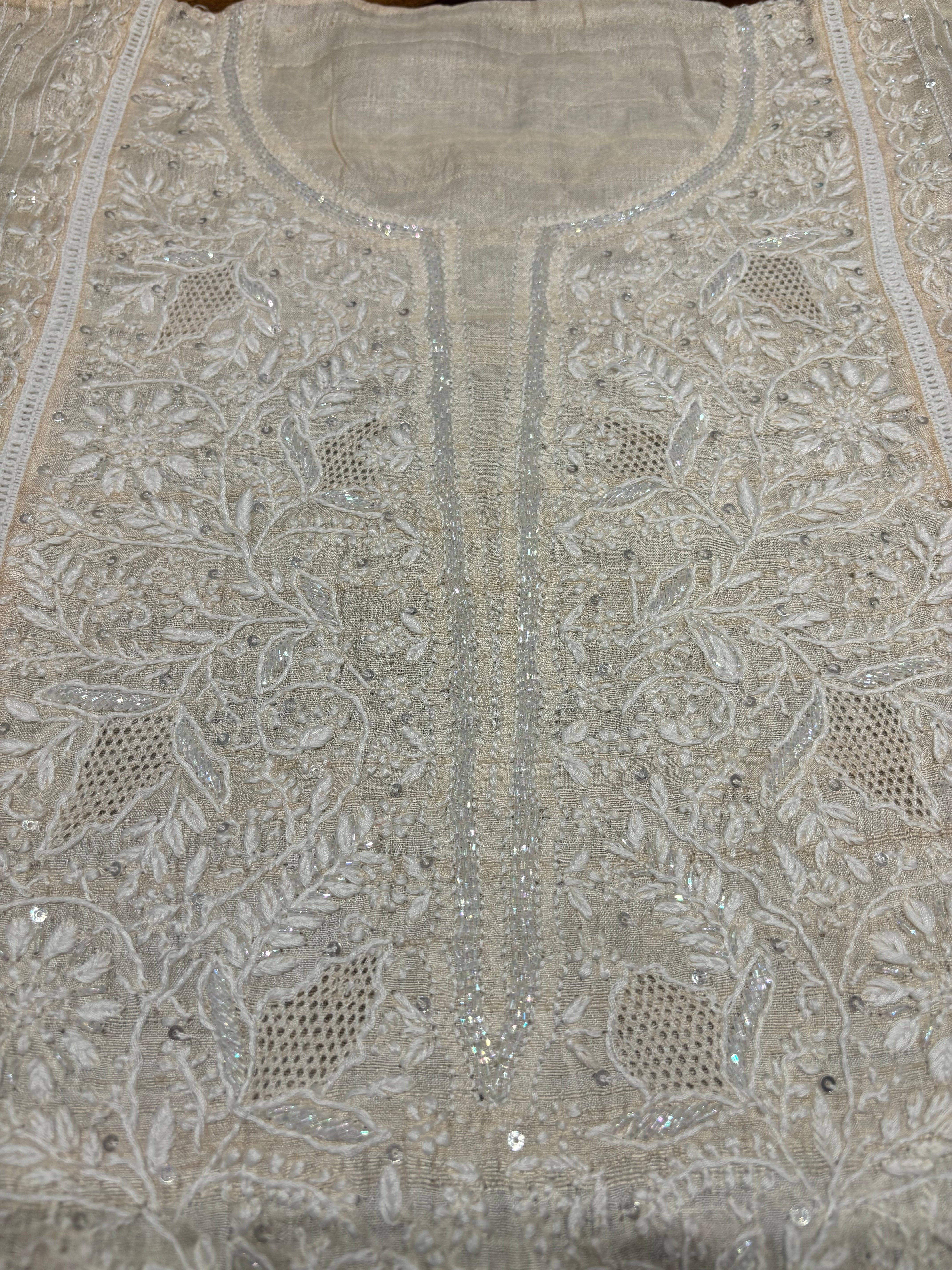 Dyeable Silk Chikankari Kurta and dupatta