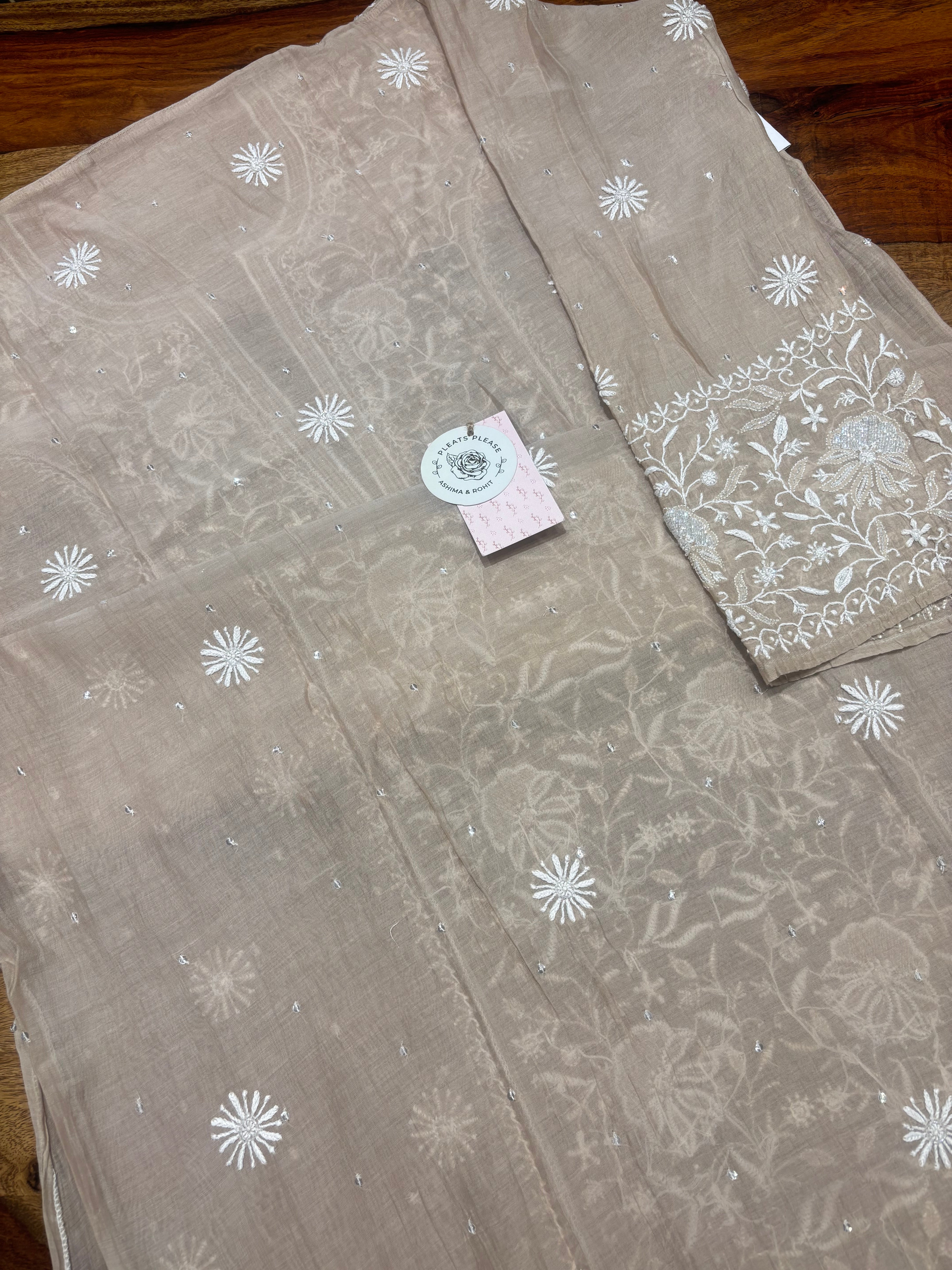 Sand Dune Chanderi Mul Chikankari Kurta & Dupatta Set