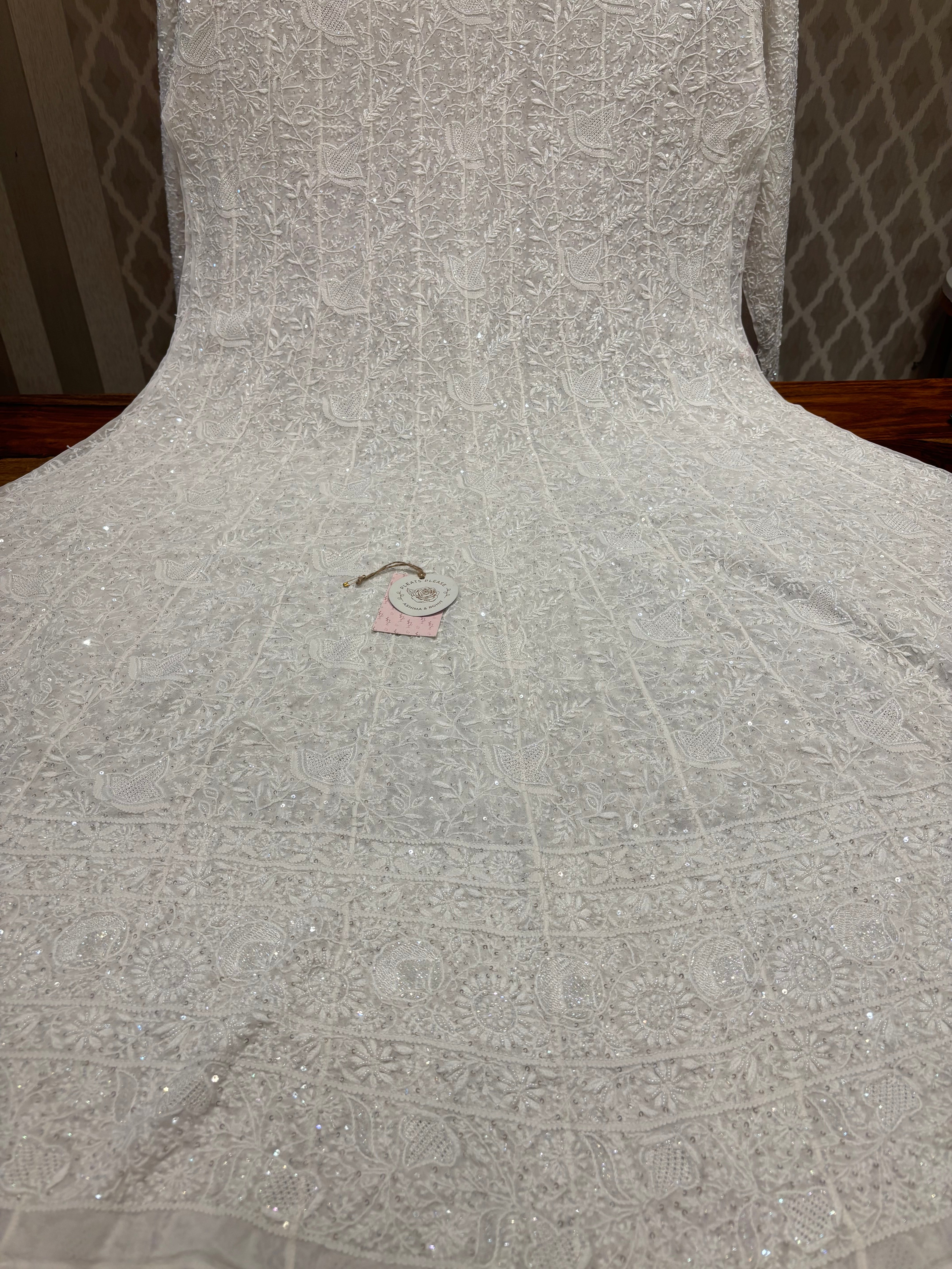 Dyeable Pure And Premium Georgette Chikankari Anarkali And Dupatta Set