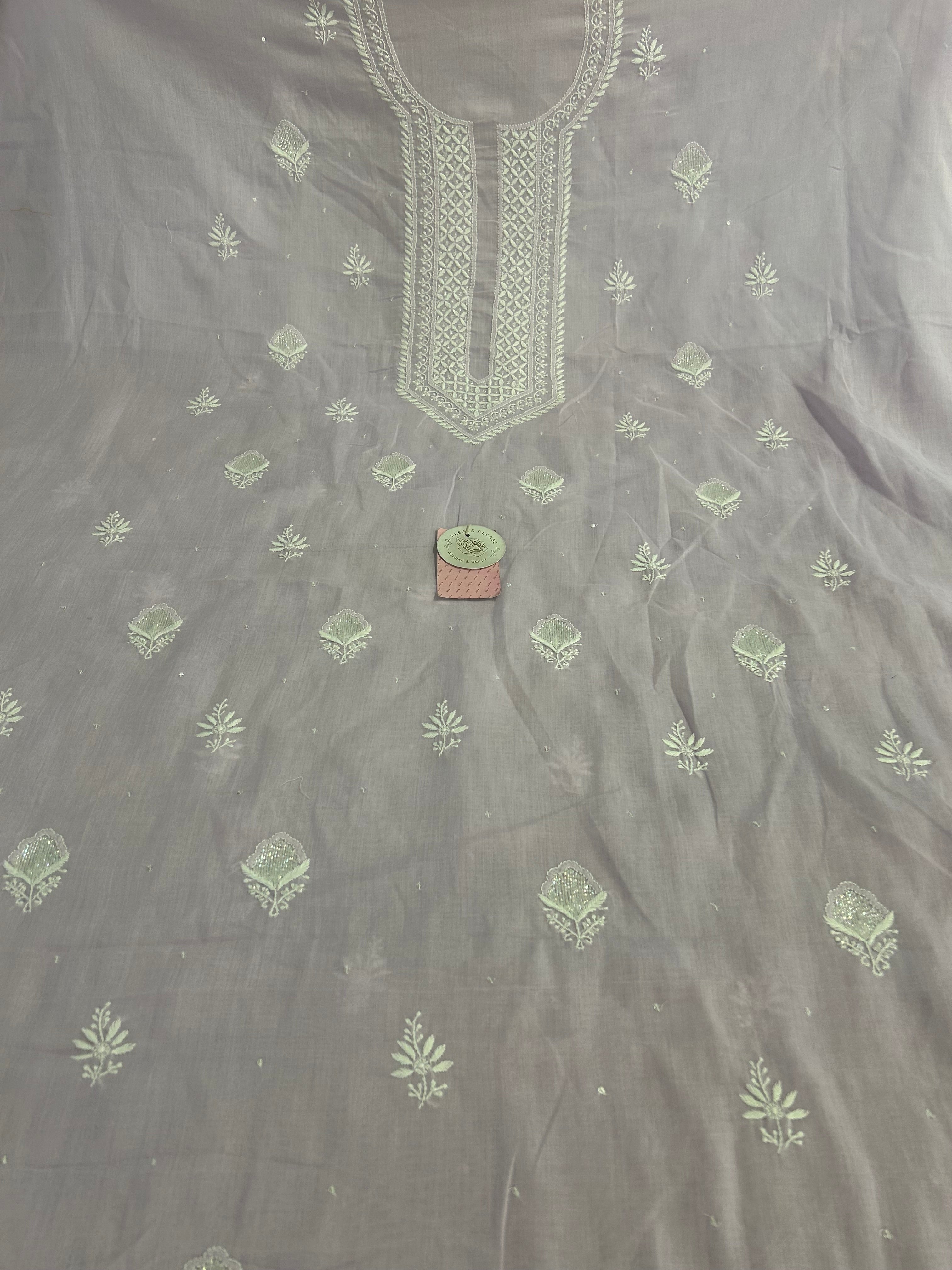 Lilac Mulmul Chikankari Kurta
