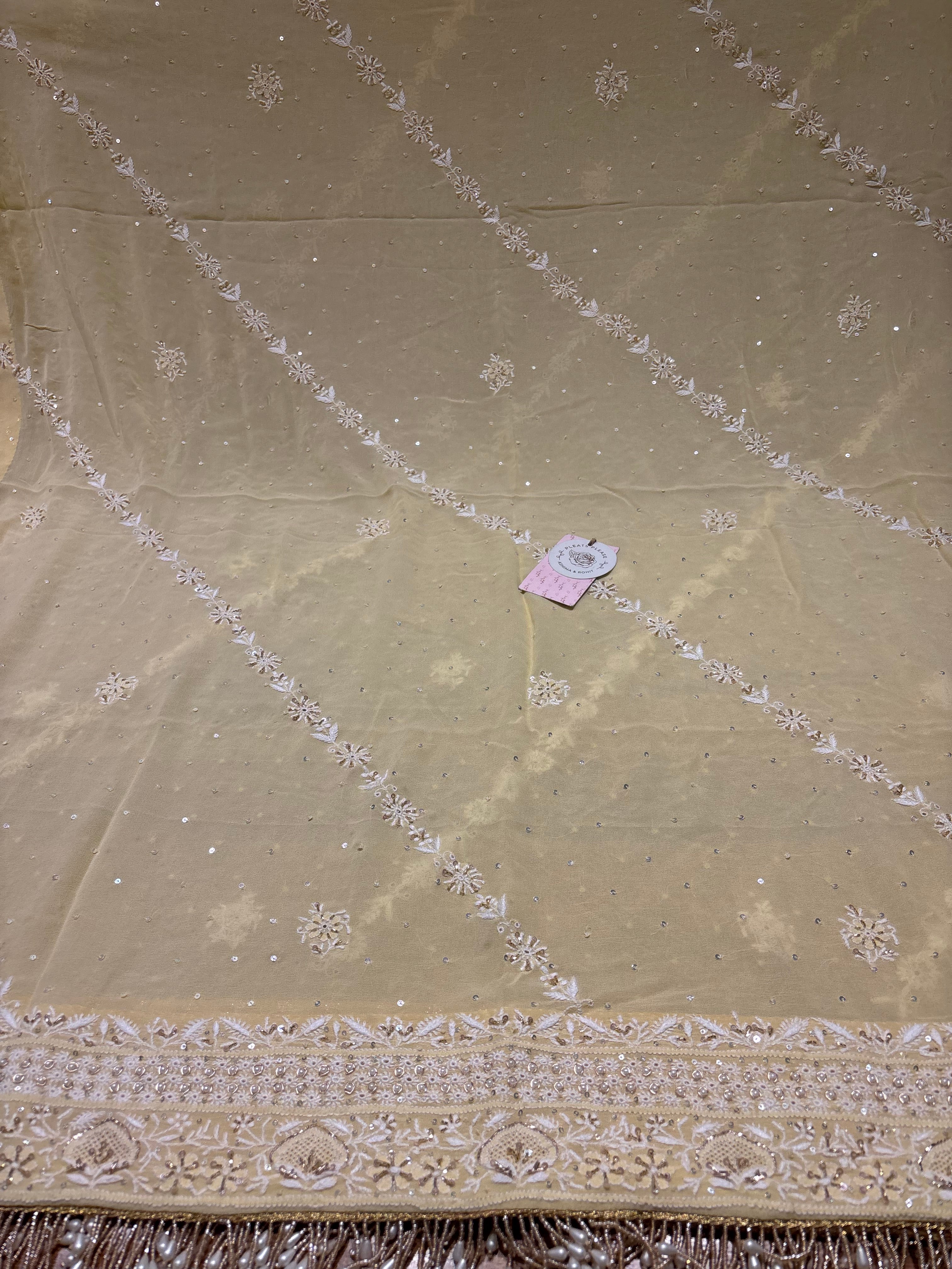 Butter Yellow Pure & Premium Georgette Chikankari Anarkali & Dupatta Set