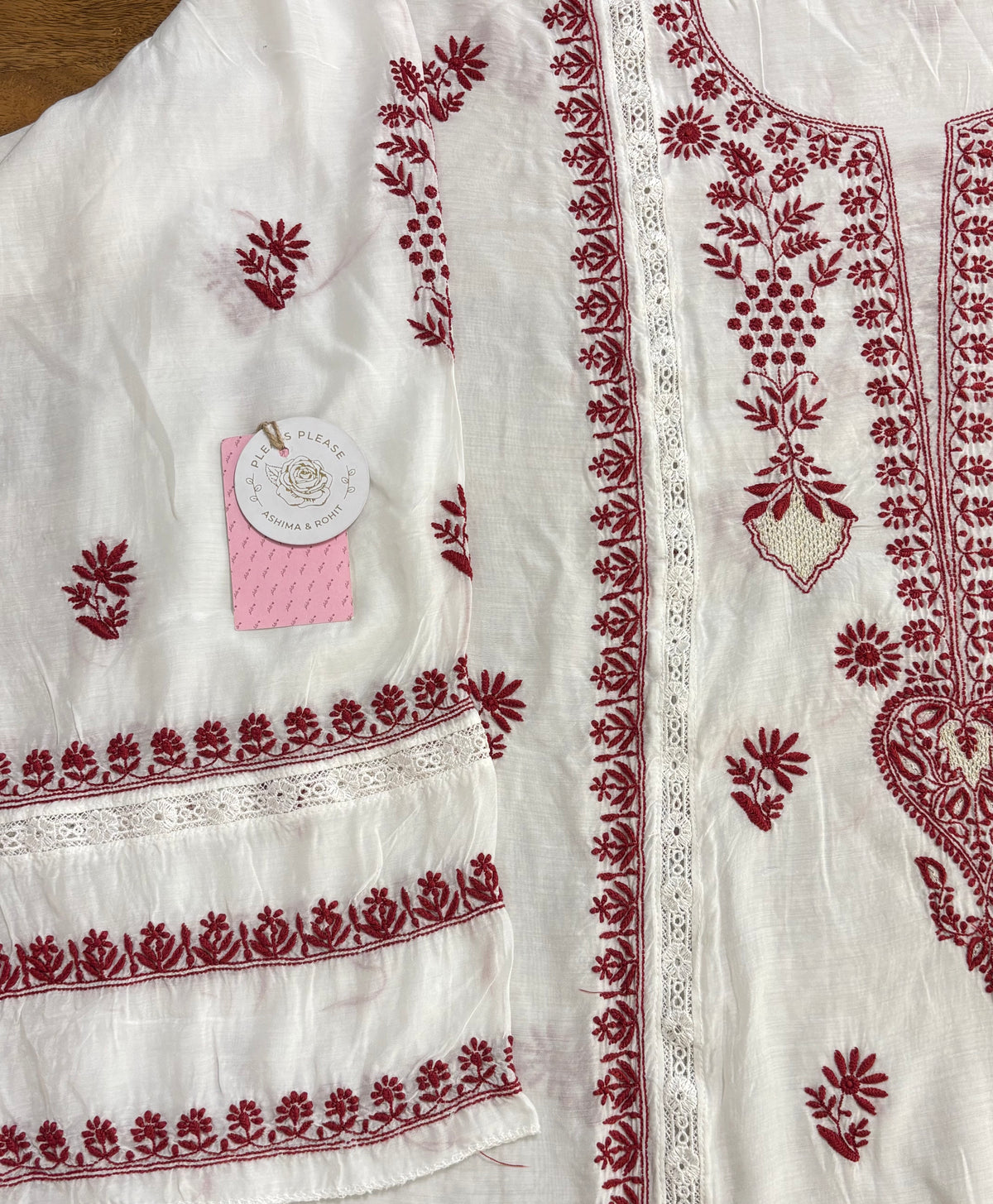 Dyeable Muslin Chikankari Kurta & Dupatta