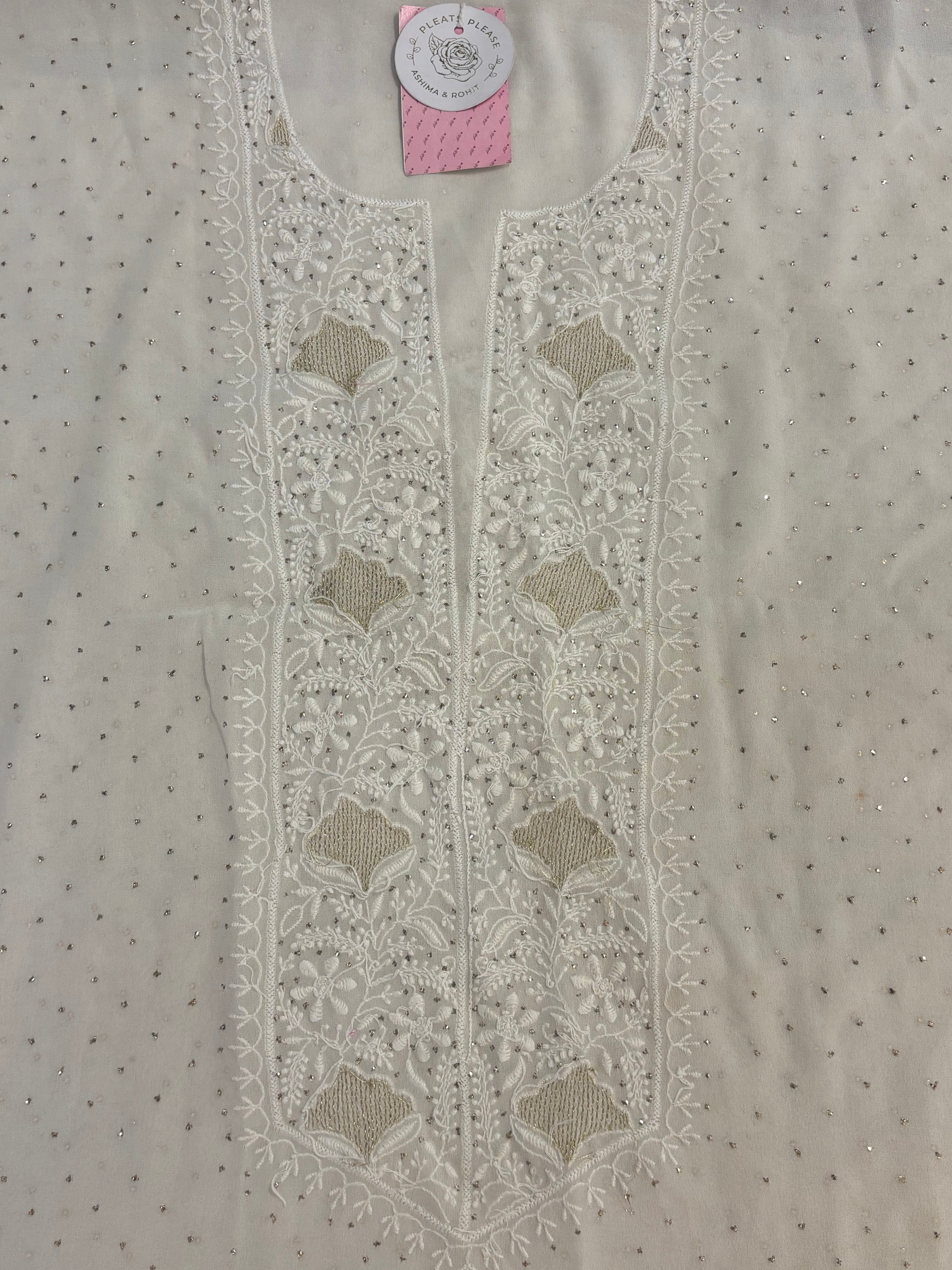 Dyeable Pure & Premium Georgette Mukaish Chikankari Kaftan