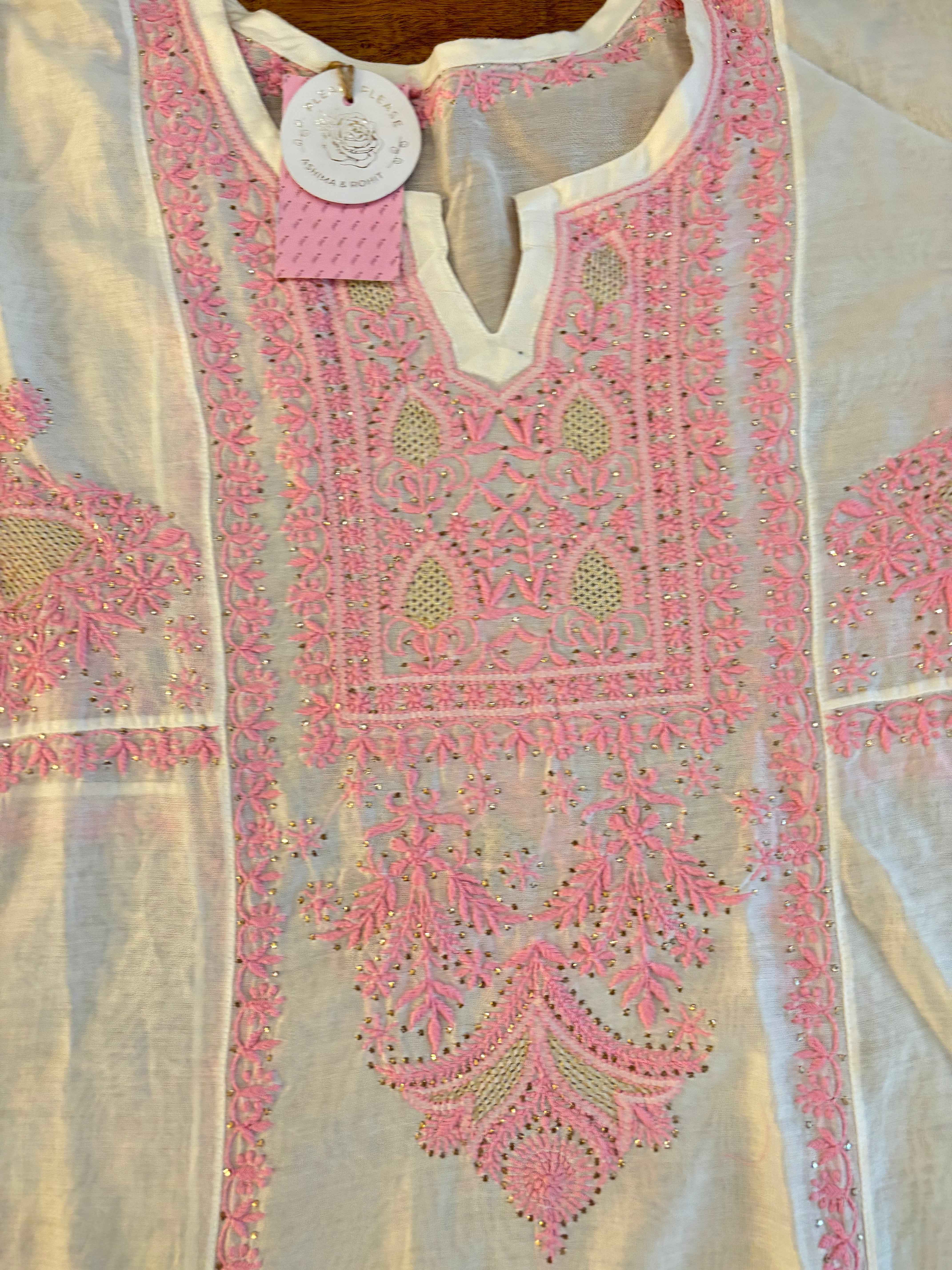 Dyeable Chanderi Chikankari Mukaish Anarkali & Dupatta