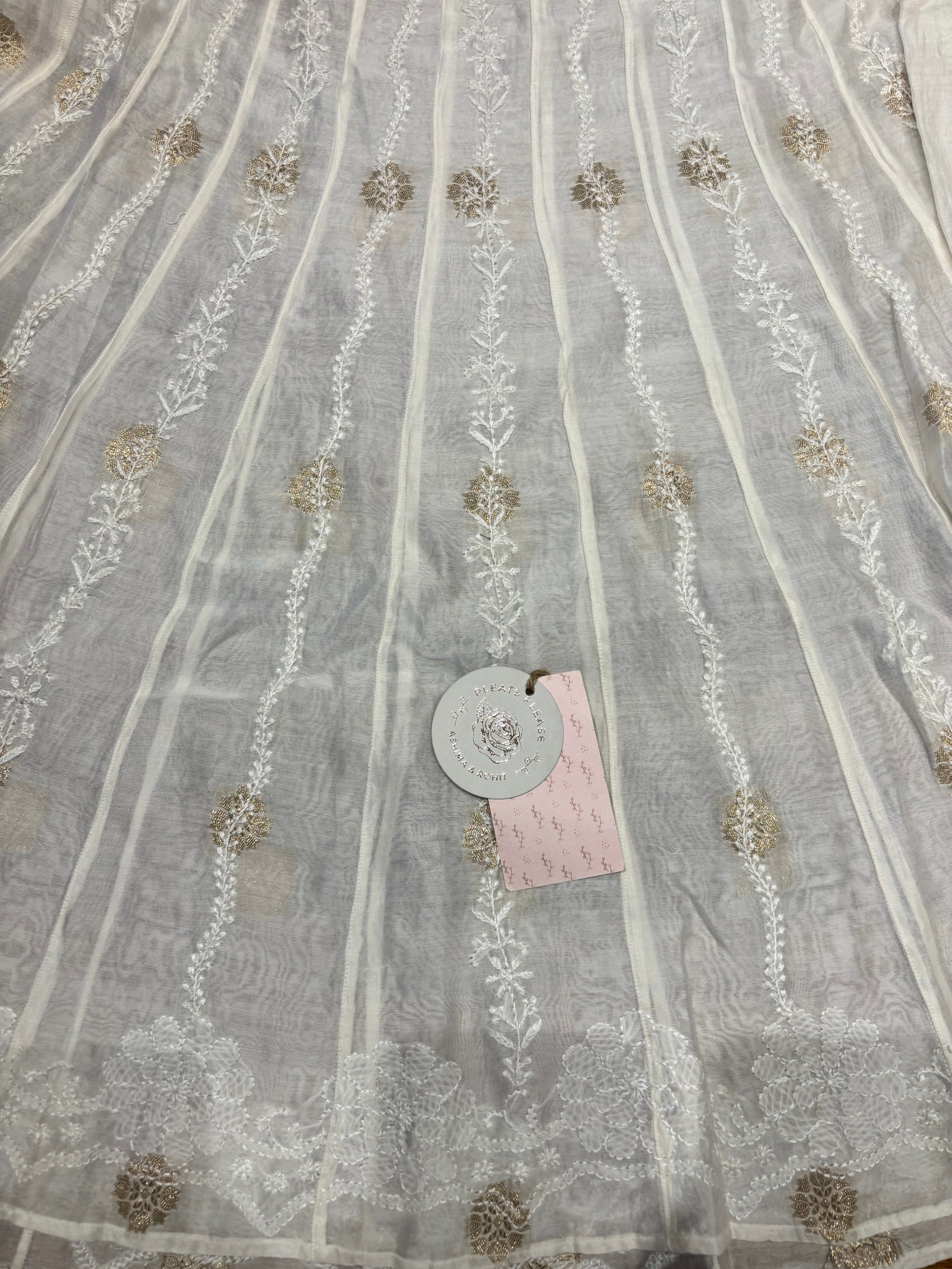 Dyeable Pure Chanderi Silk Chikankari kalidar co-ord set