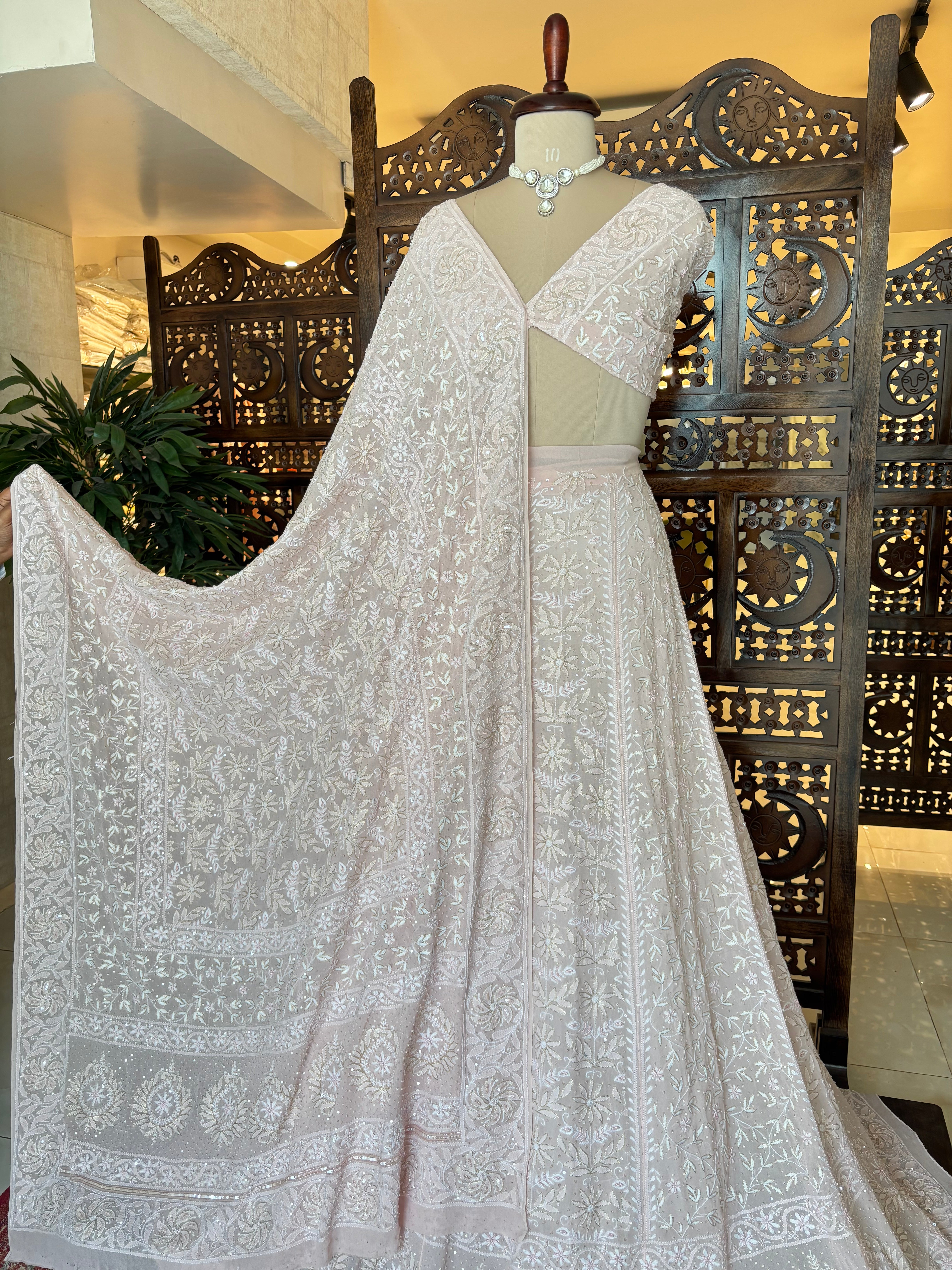 Blush Pink Pure & Premium Chikankari Lehenga