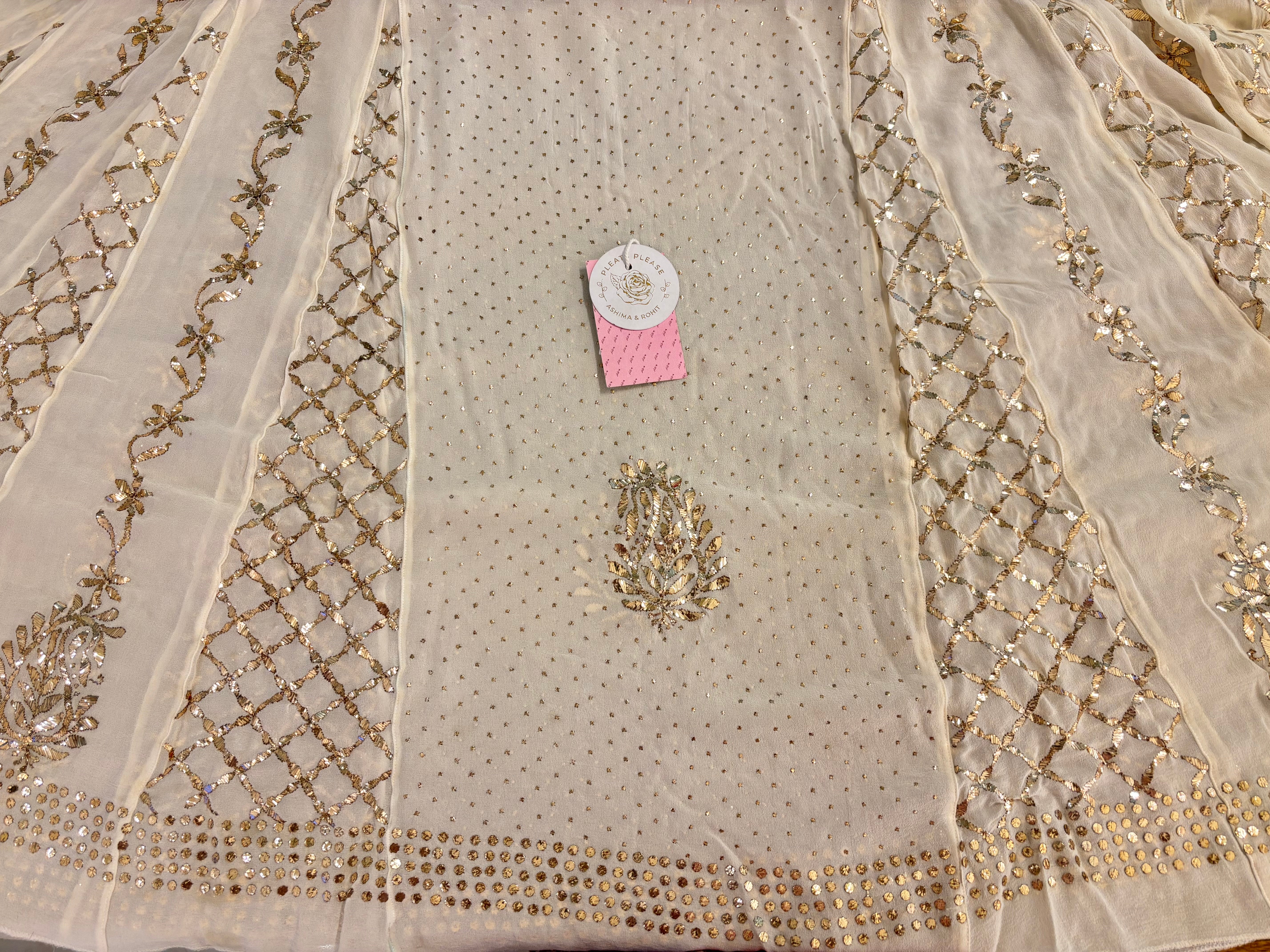 Dyeable Pure & Premium Georgette Mukaish Jhola & Dupatta Set - Pleats PleaseChikankari