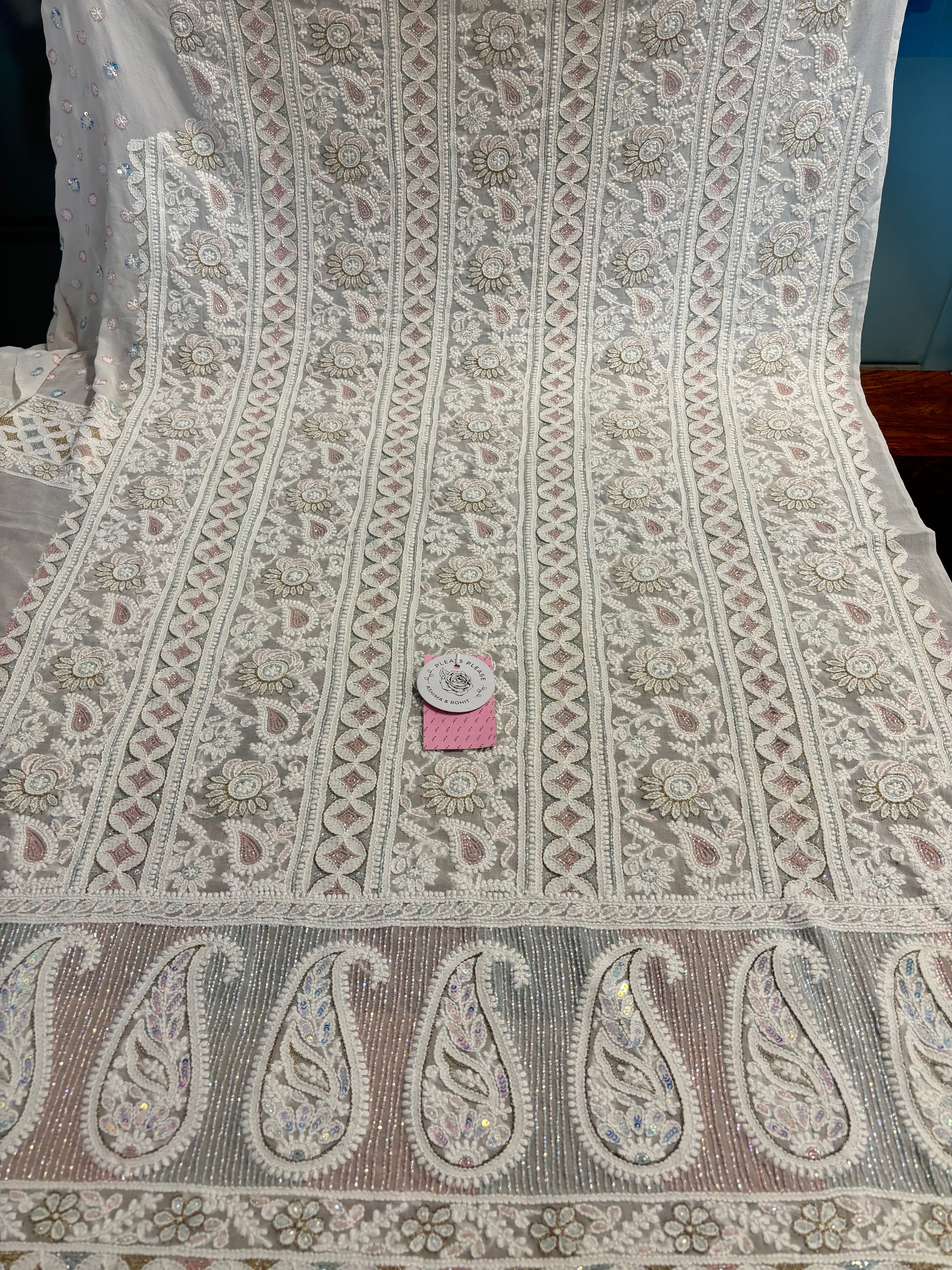 Dyeable Pure & Premium Georgette Chikankari Kurta & Dupatta