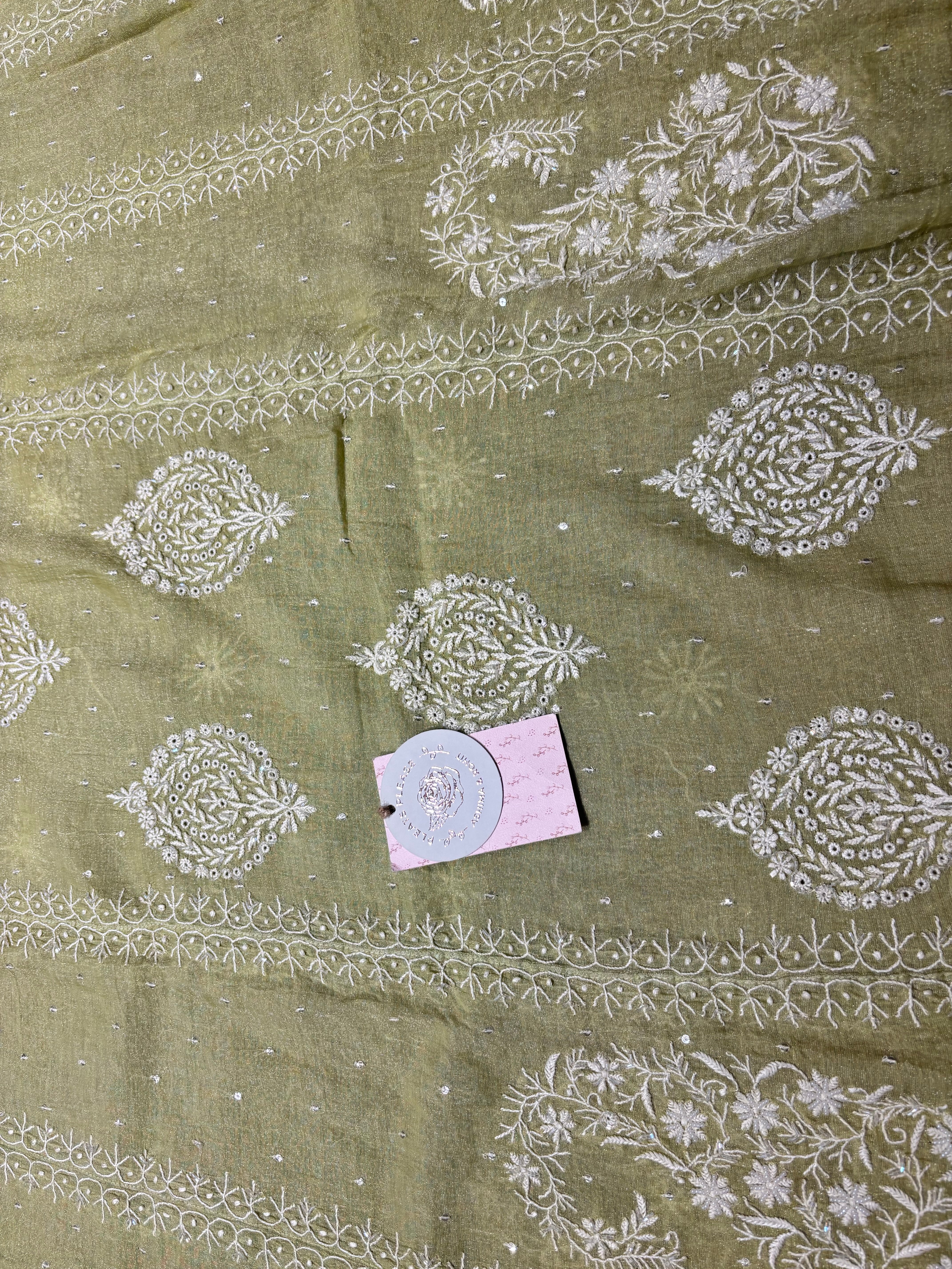 Green Tissue Chikankari Anarkali and Dupatta set