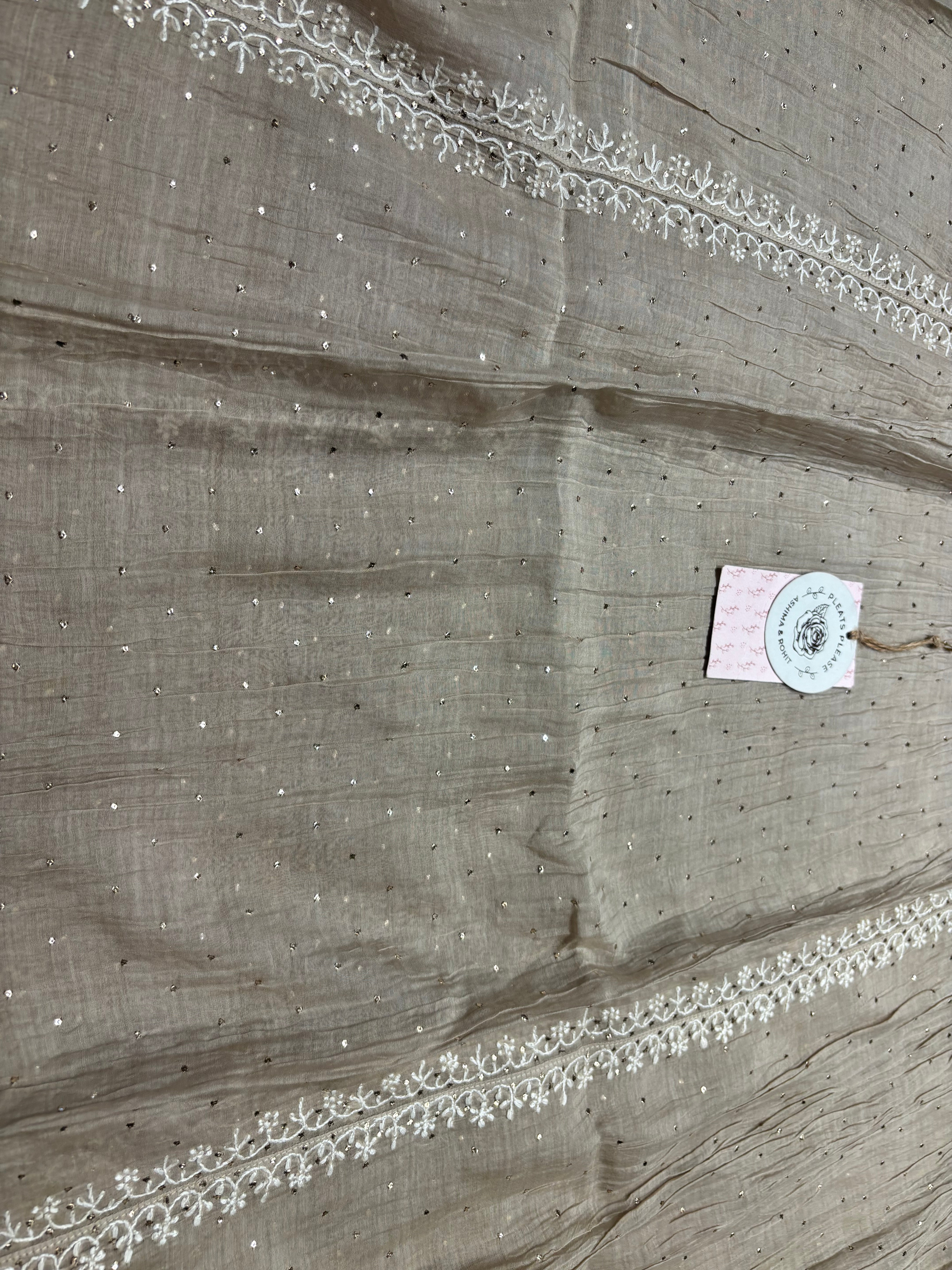 Mocha Mousse Chanderi Mul Chikankari Kurta and Dupatta set