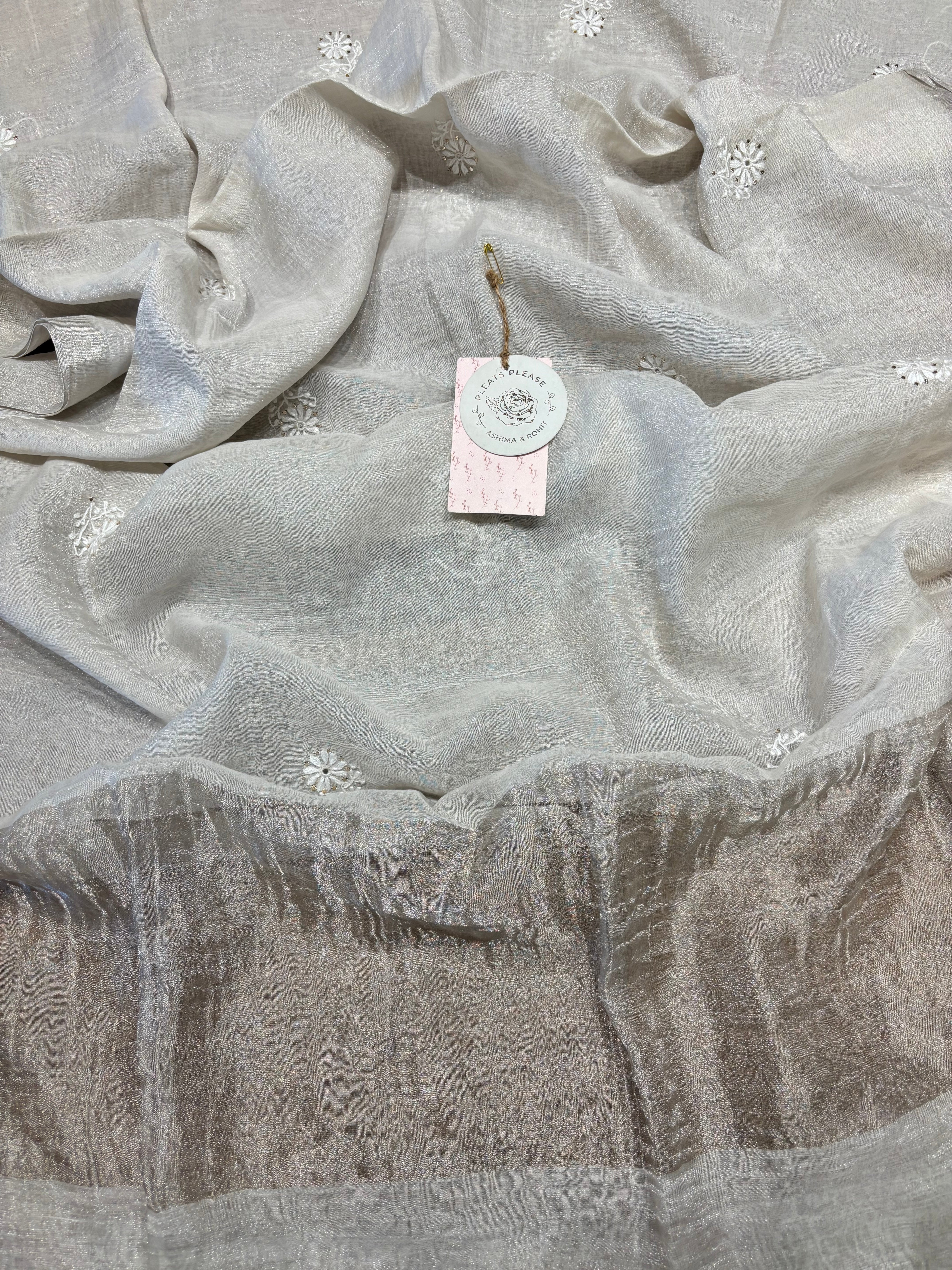 Dyeable Pure and Premium Silver Tissue Angrakha Kurta and Dupatta set