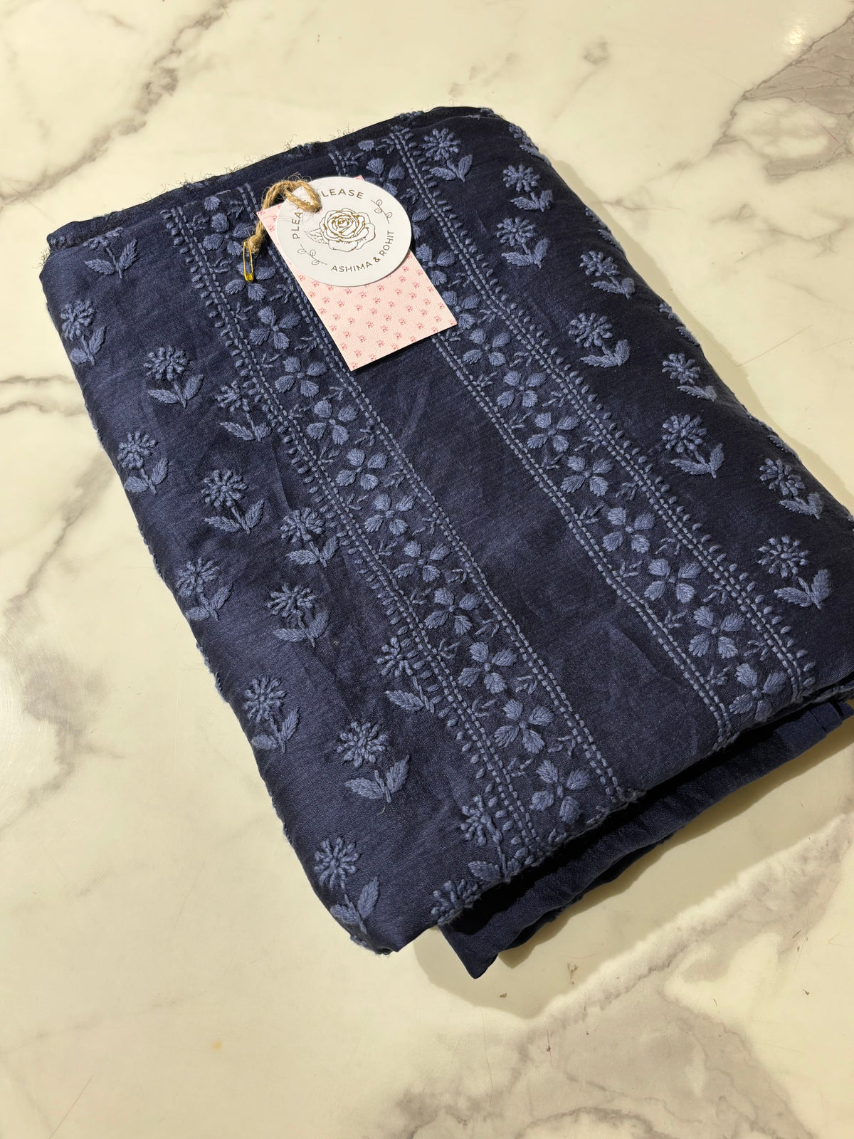 Navy Blue Chanderi Men’s Chikankari Kurta