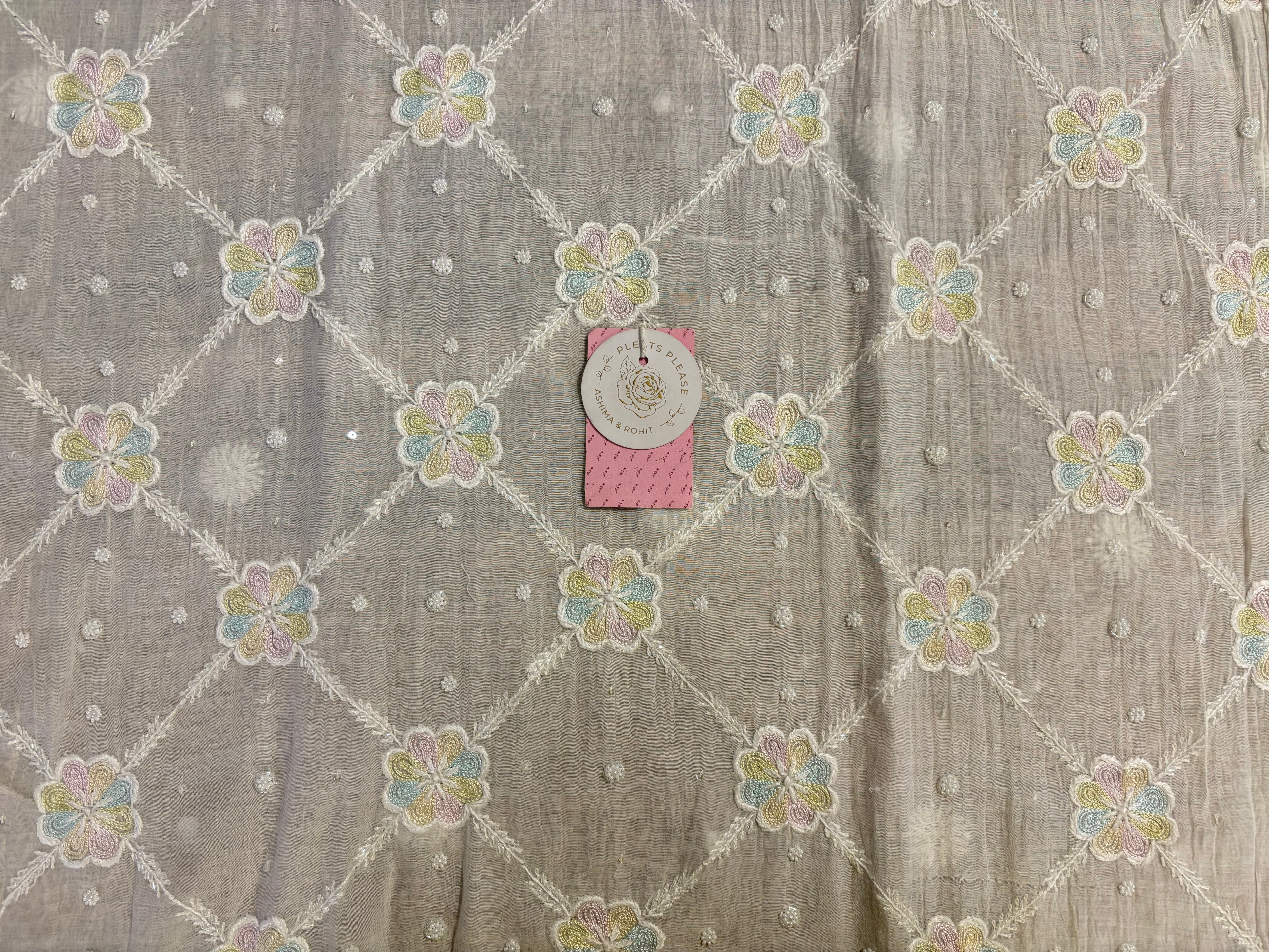 Dyeable Chanderi Mul Chikankari Kurta & Dupatta