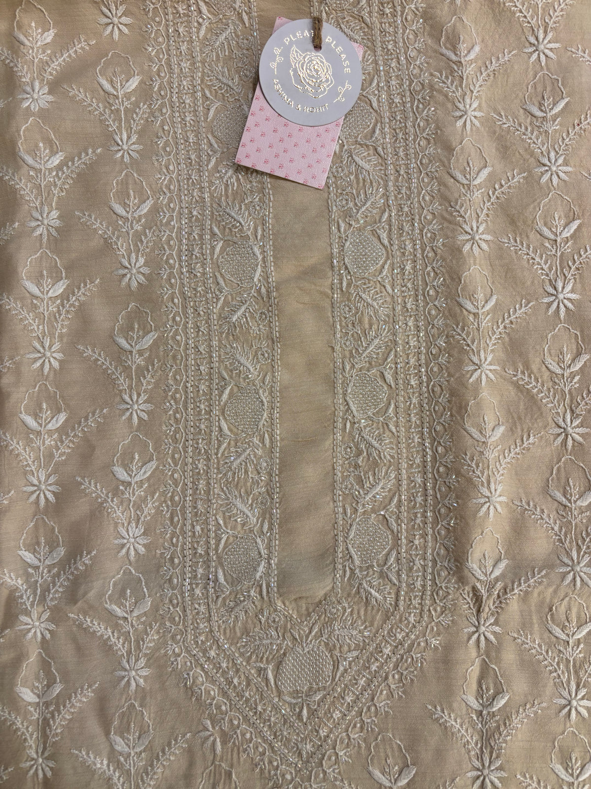 Dyeable Pure Monga Silk Chikankari Men’s Kurta