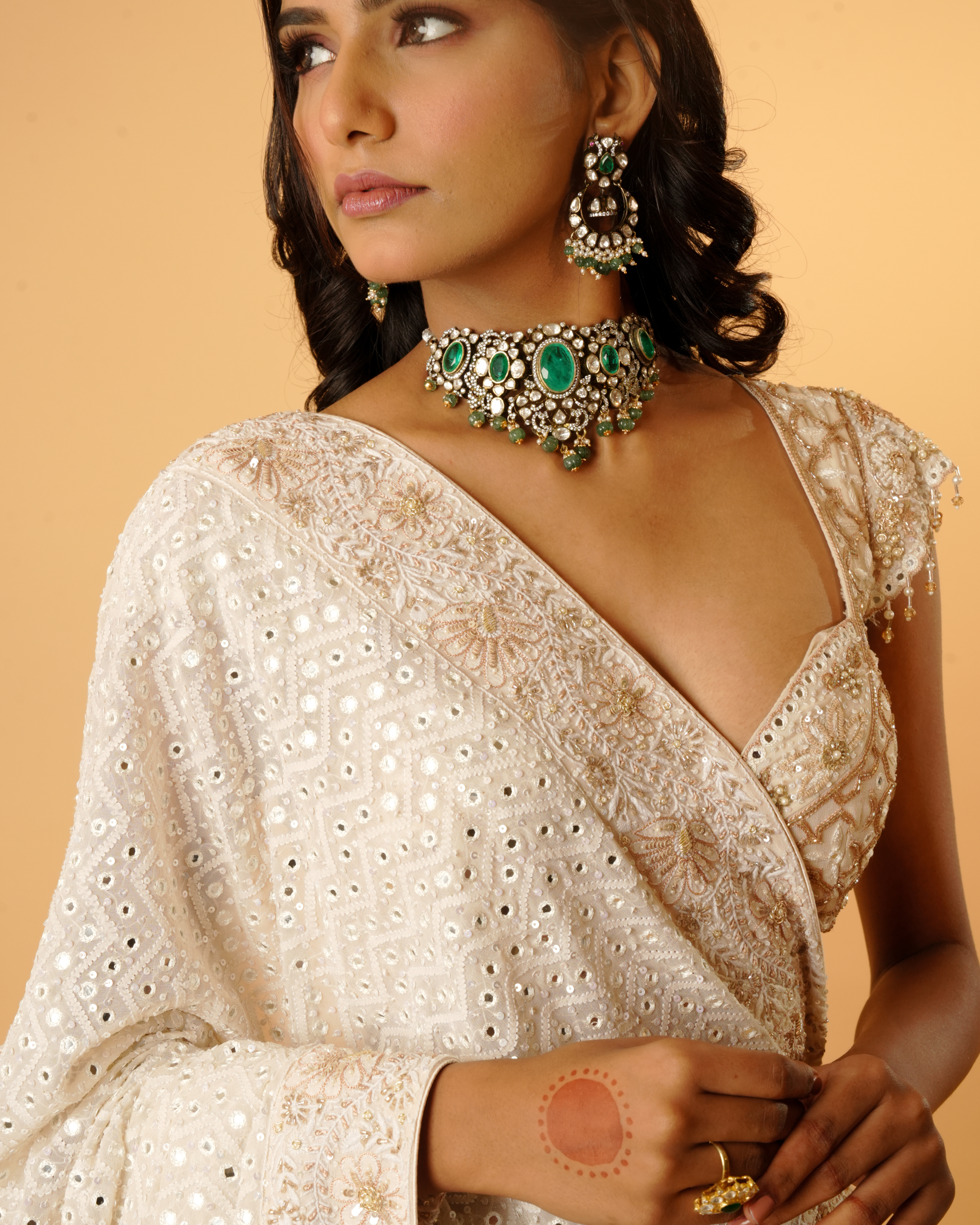 Coffee Cream Pure Georgette Chikankari Lehenga