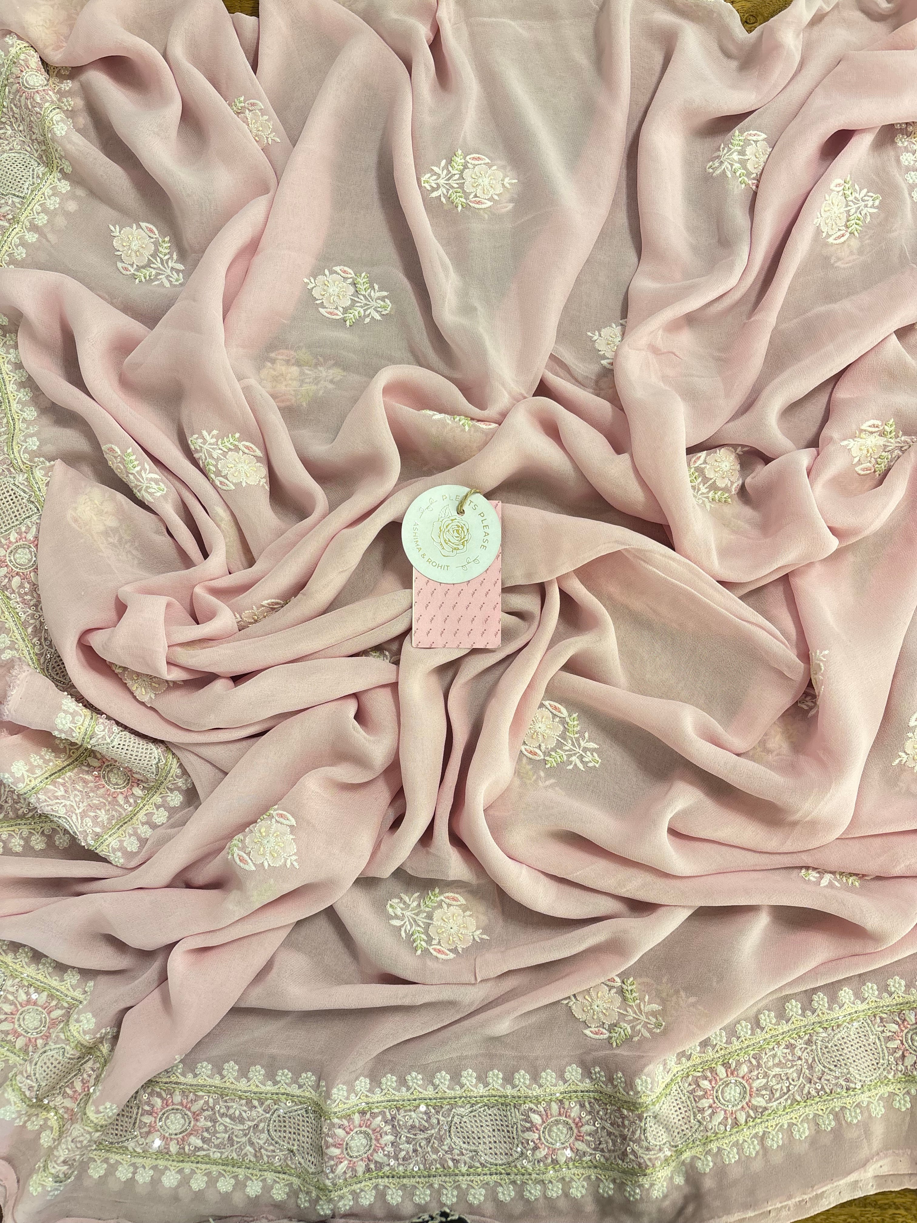 Baby Pink Pure & Premium Georgette Chikankari Kurta & Dupatta