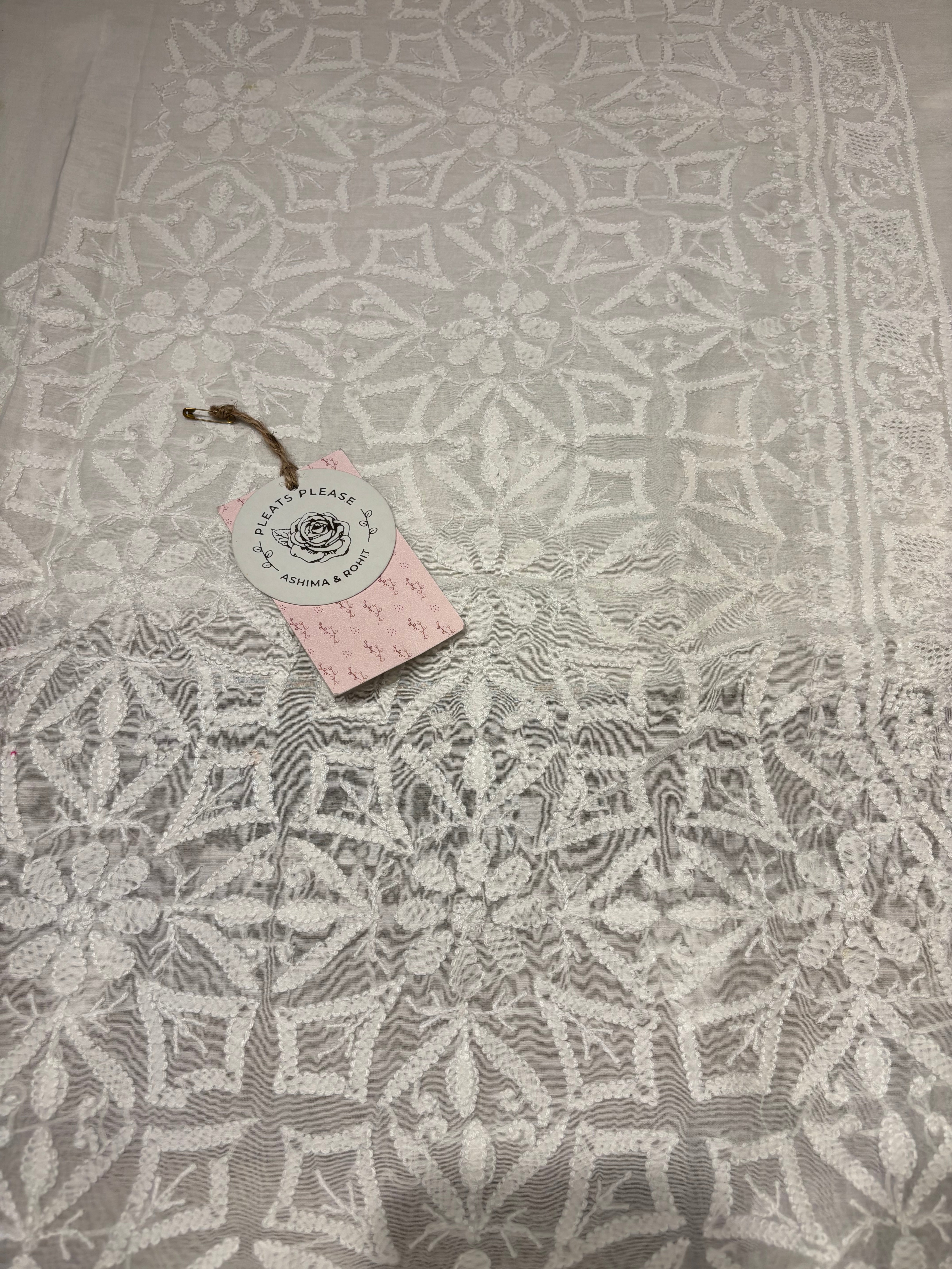 Dyeable Chanderi Mul Chikankari Men’s Kurta Fabric
