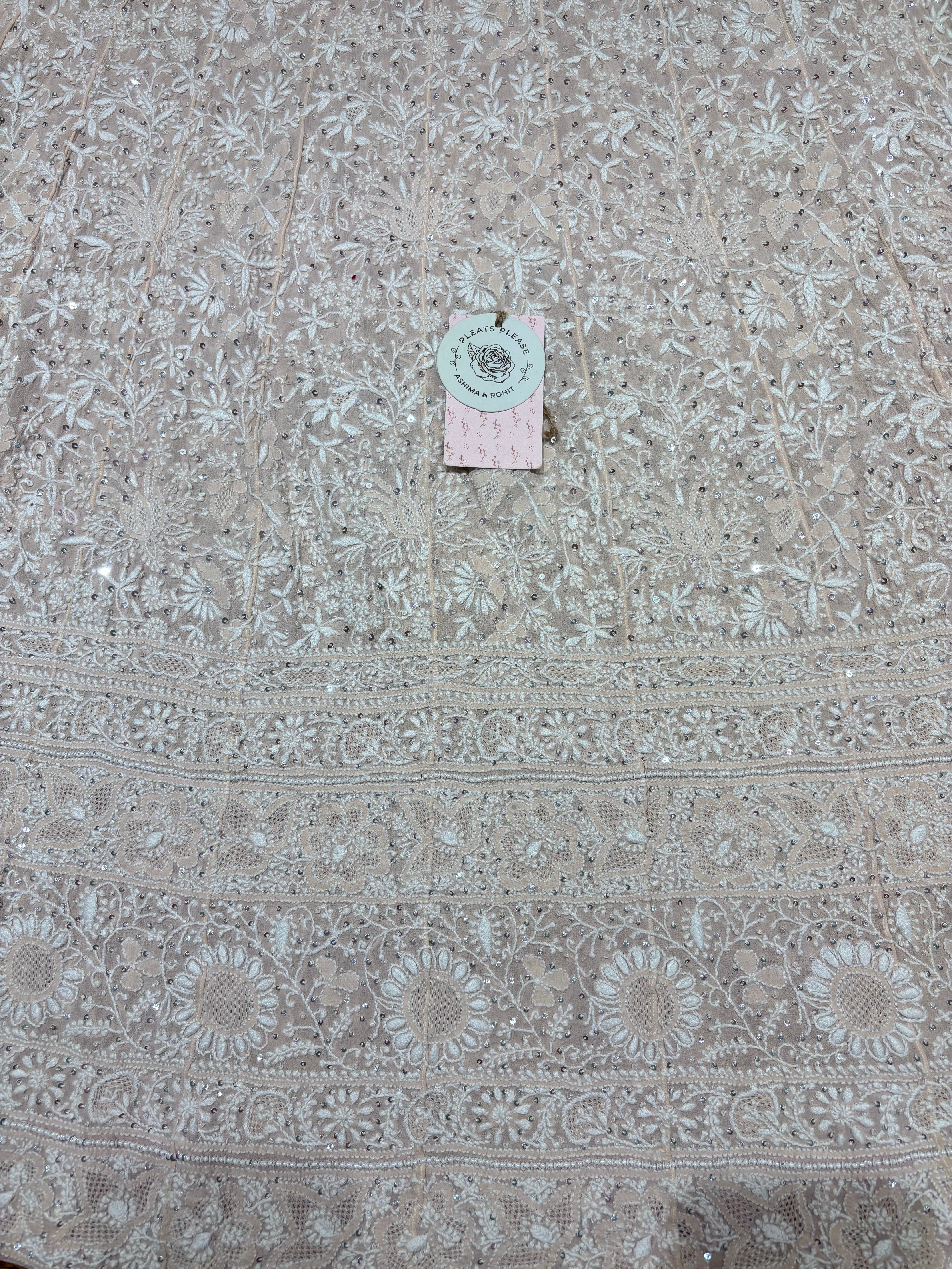 Apricot Pink Pure & Premium Georgette Anarkali & Dupatta Set