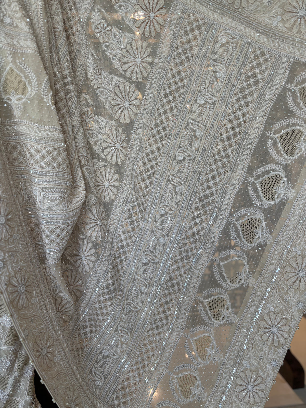 Dyeable Pure & Premium Georgette Kasab Jaal Chikankari Saree