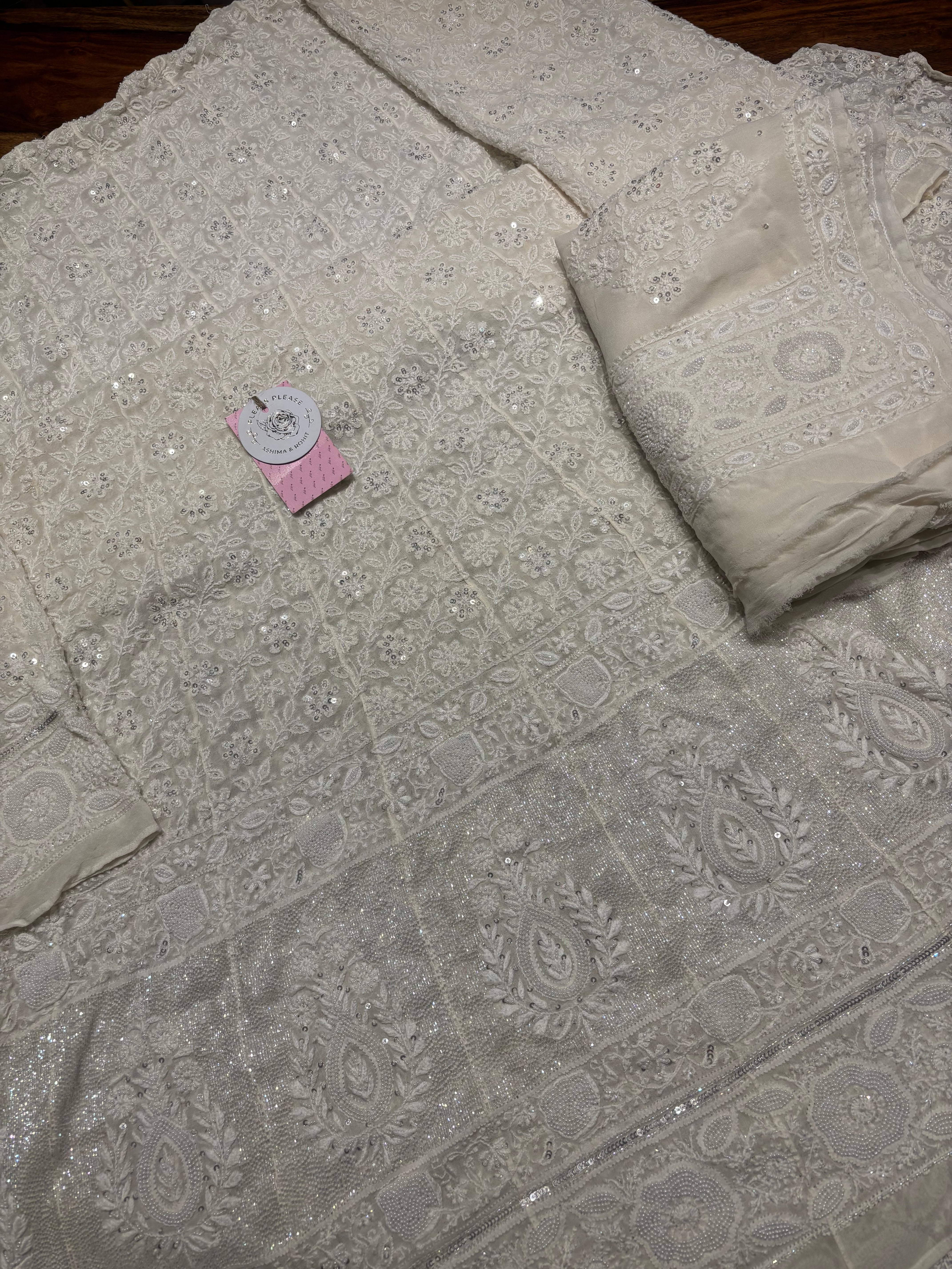 Dyeable Pure & Premium Georgette Chikankari Anarkali & Dupatta Set