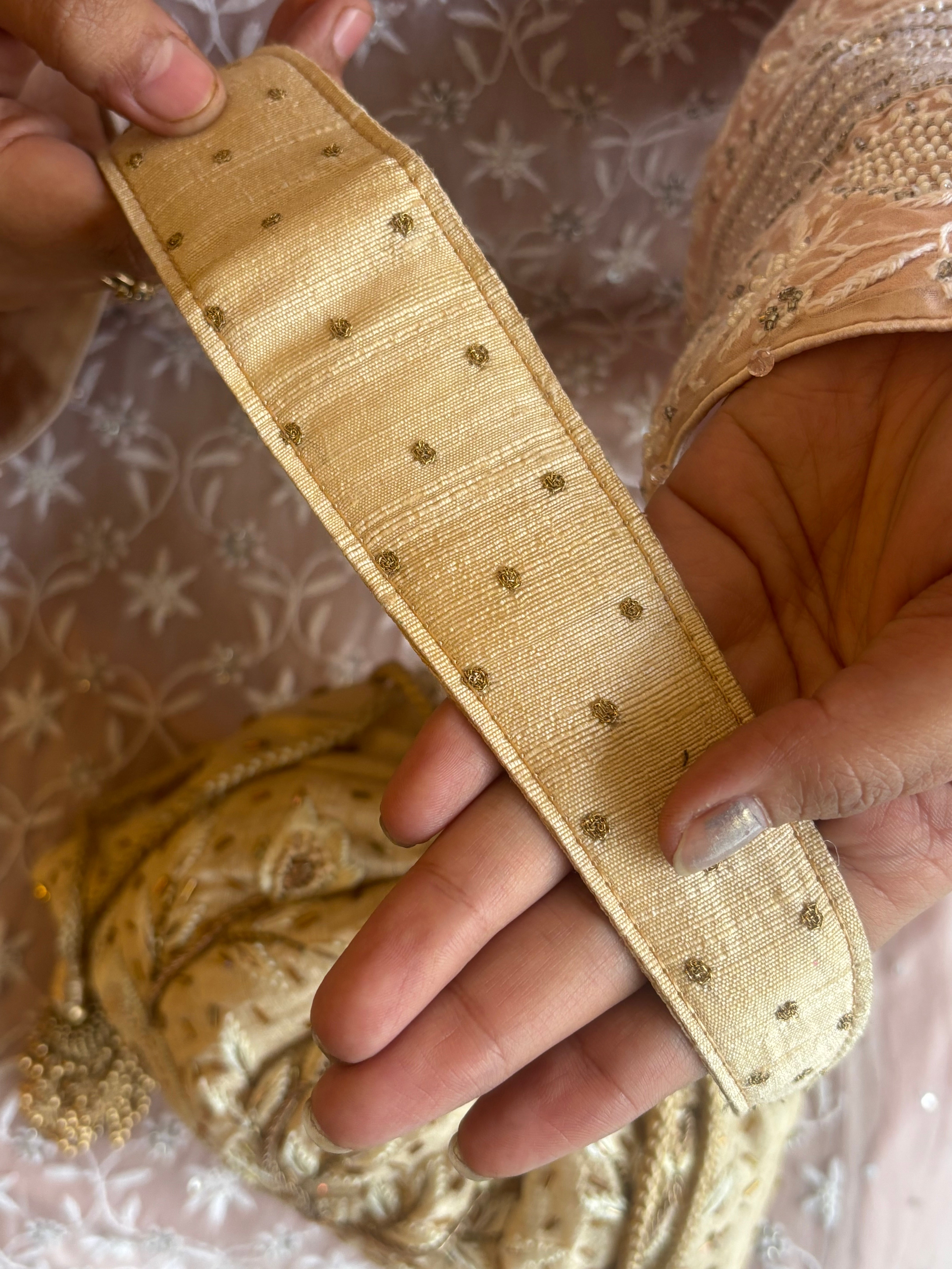 Golden Chikankari & Zardozi Potli