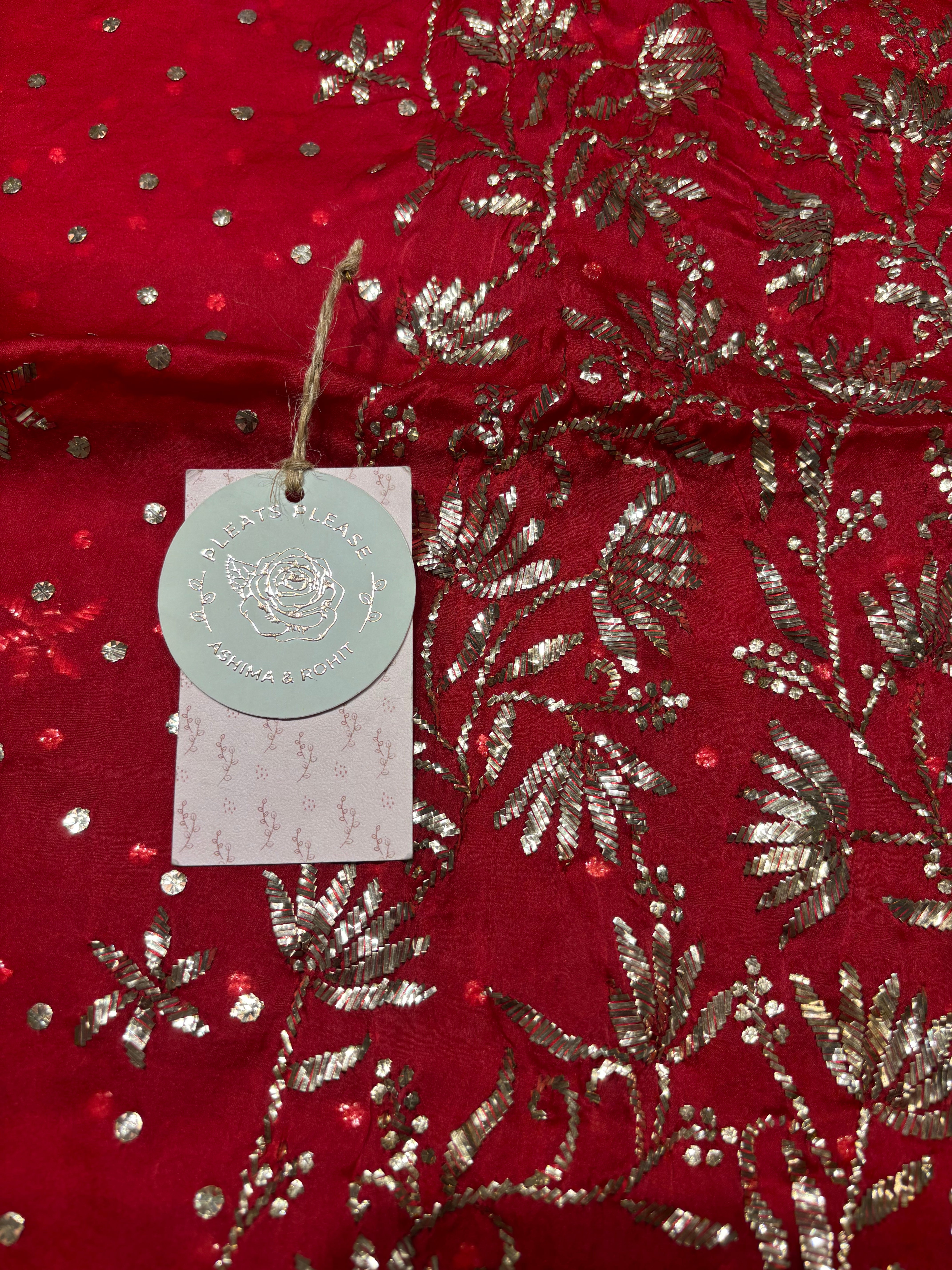 Red Pure and Premium Organza Silk Mukaish Kurta and Dupatta Fabric