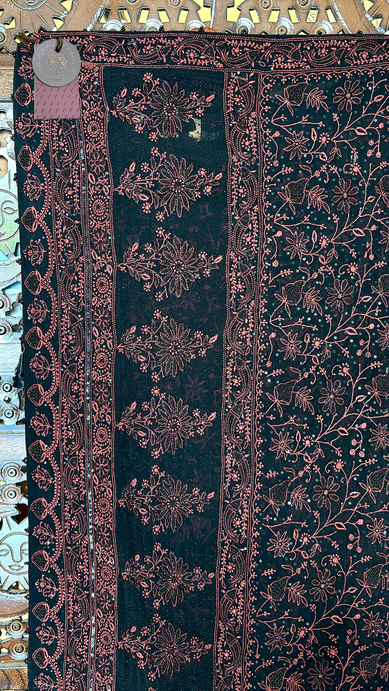 Black Pure & Premium Georgette Chikankari Dupatta - Pleats PleaseChikankari