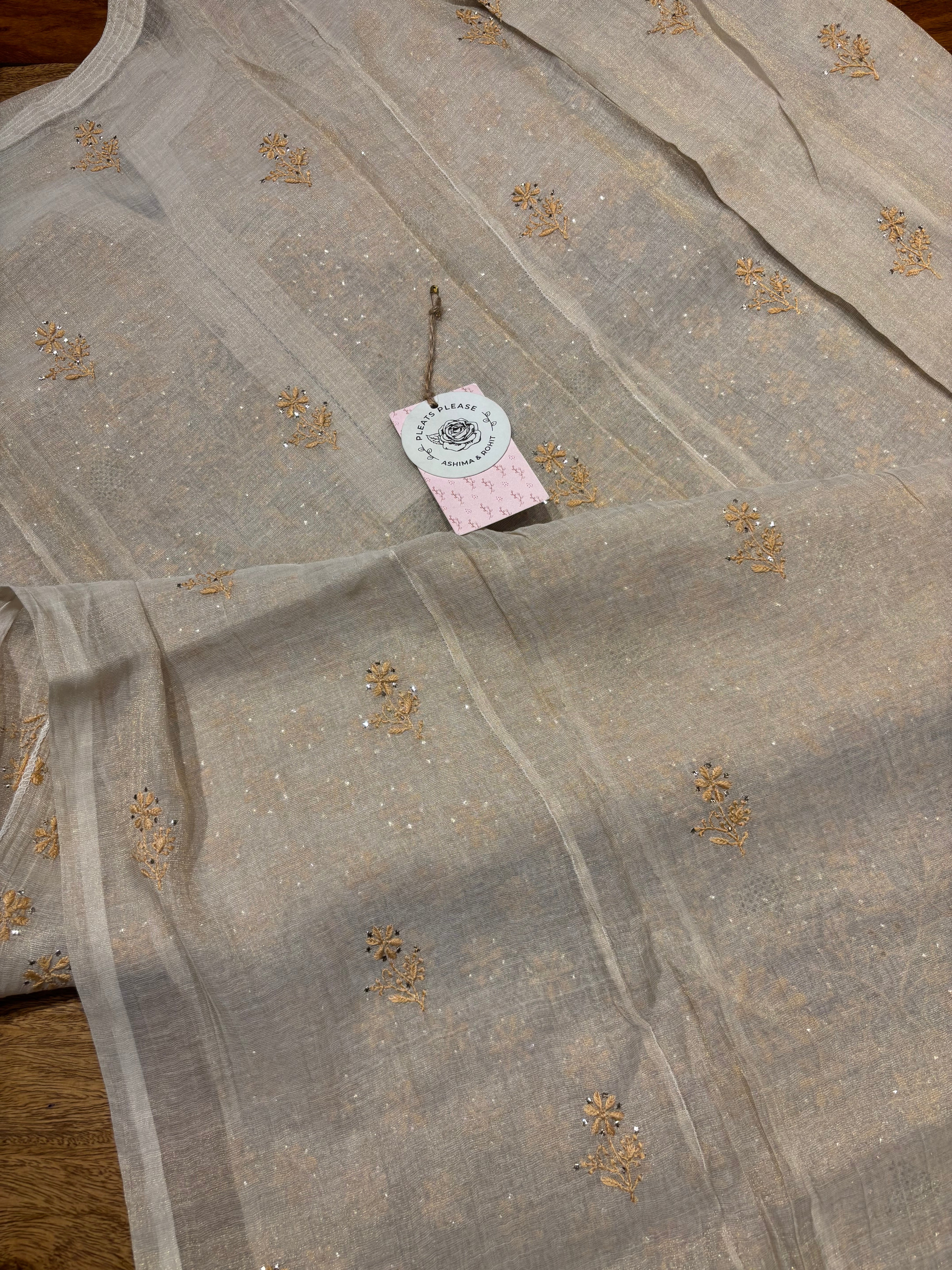Dyeable Pure and Premium Tissue Chikankari & Mukaish kurta and Dupatta set