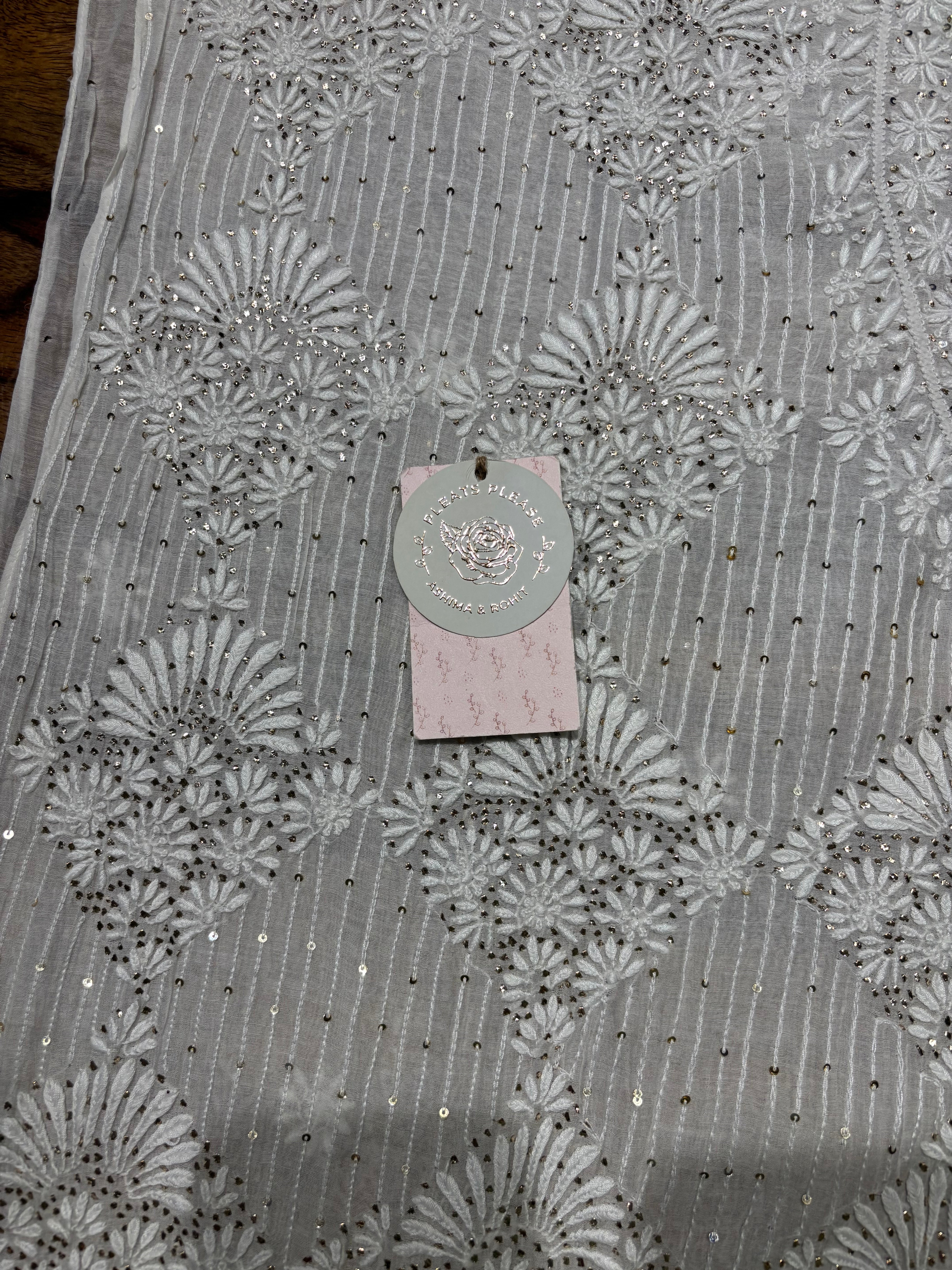 Dyeable Chanderi Mul Chikankari & Mukaish Kurta And Dupatta Set
