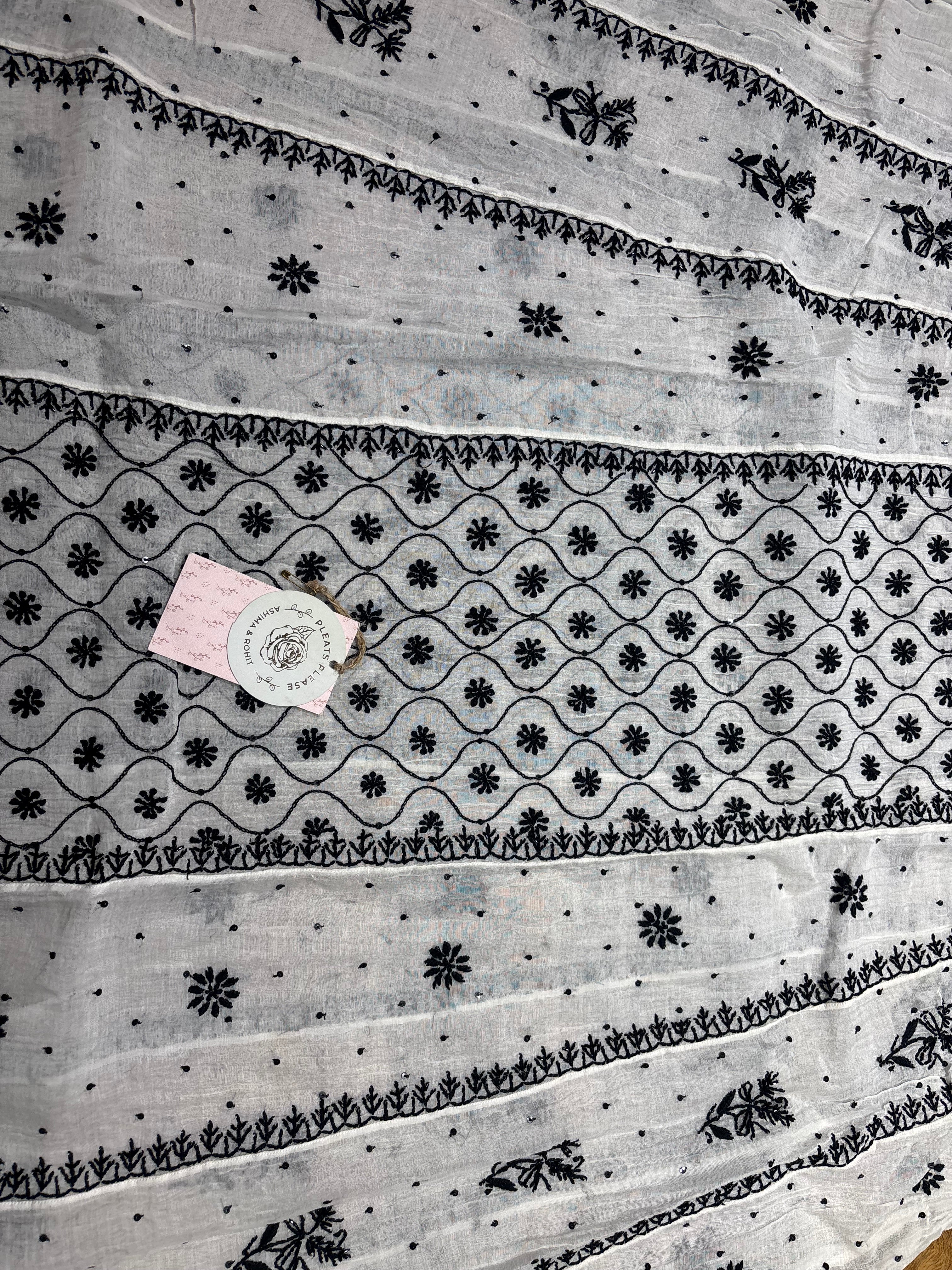 Dyeable Chanderi Mul Chikankari Anarkali and Dupatta set