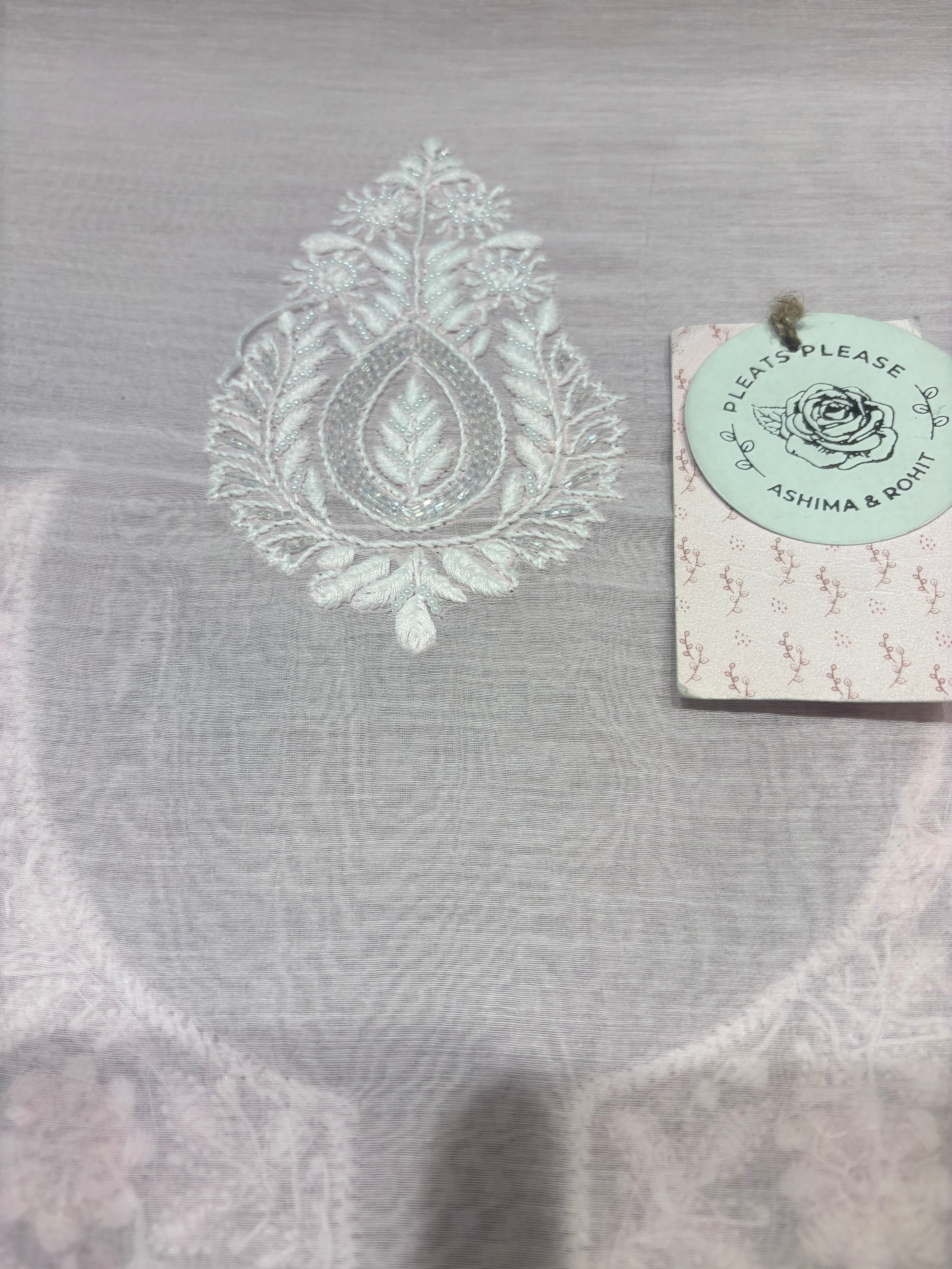 Soft Pink Chanderi Mul Chikankari Kurta & Dupatta Fabric